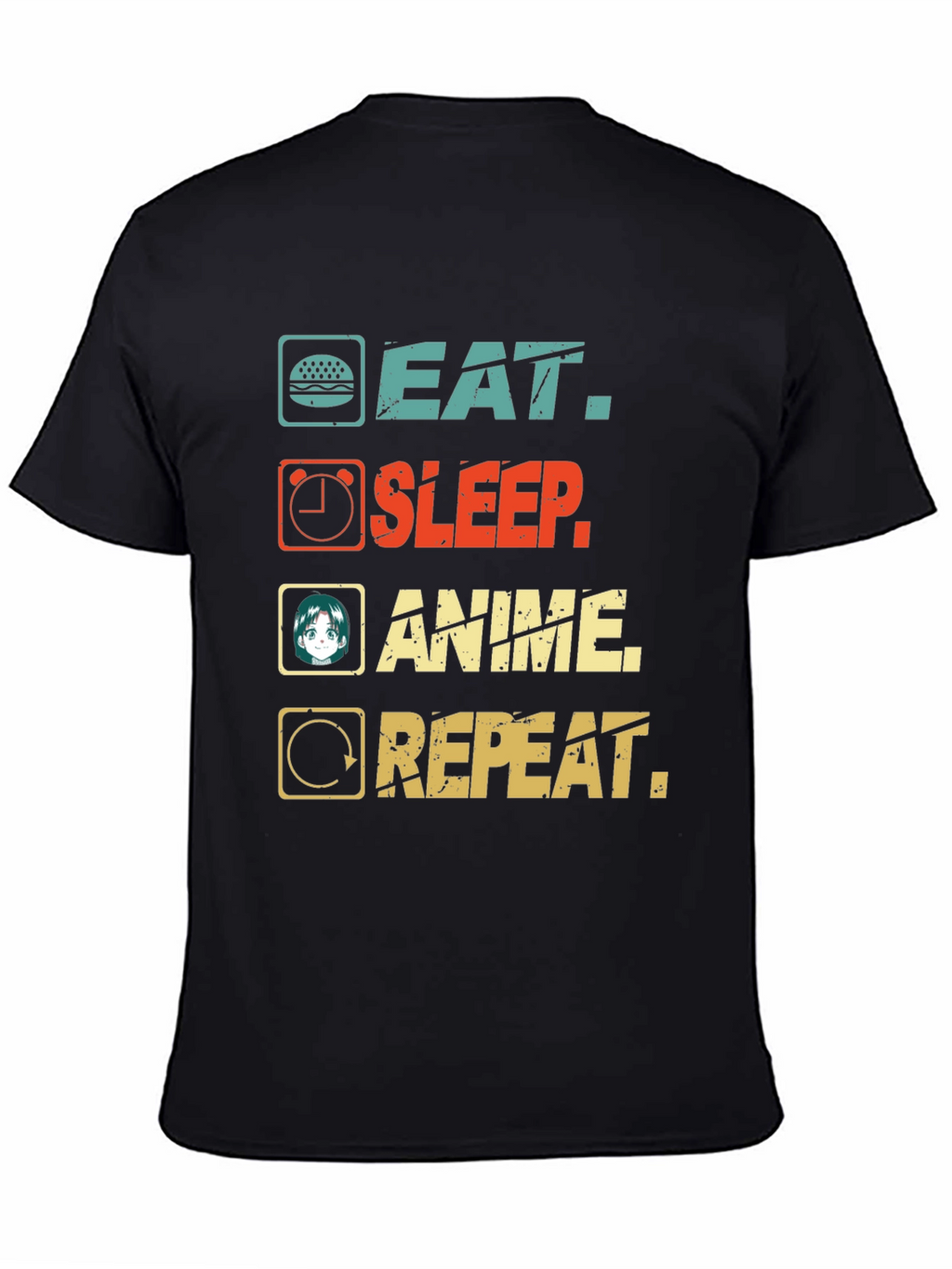 Eat Sleep Anime Repeat Graphic T-Shirt