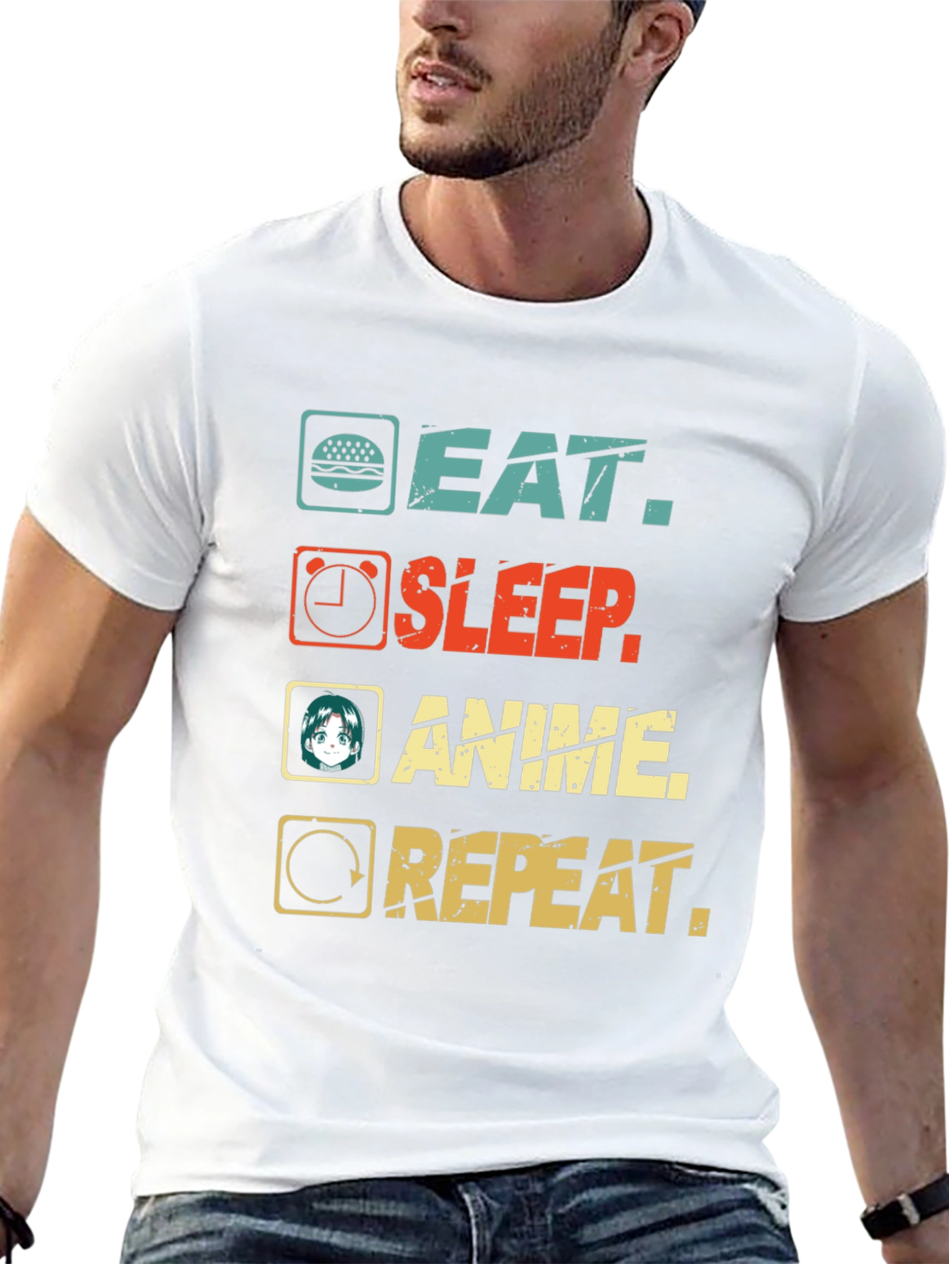 Eat Sleep Anime Repeat Graphic T-Shirt