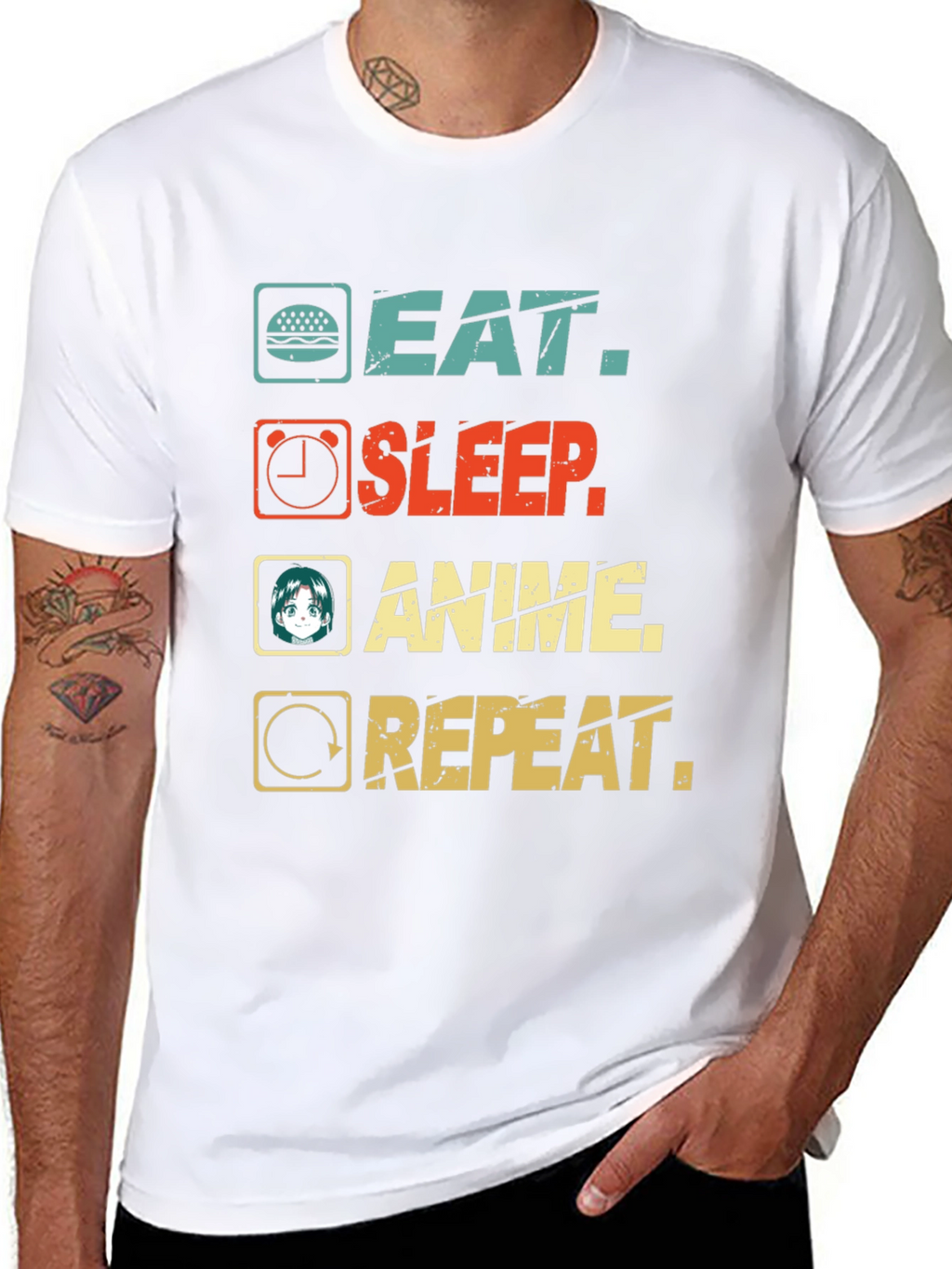 Eat Sleep Anime Repeat Graphic T-Shirt