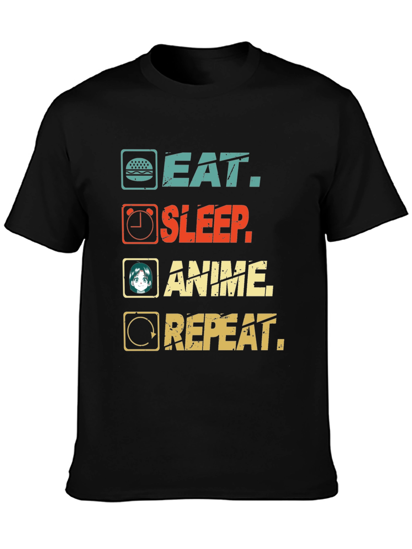 Eat Sleep Anime Repeat Graphic T-Shirt