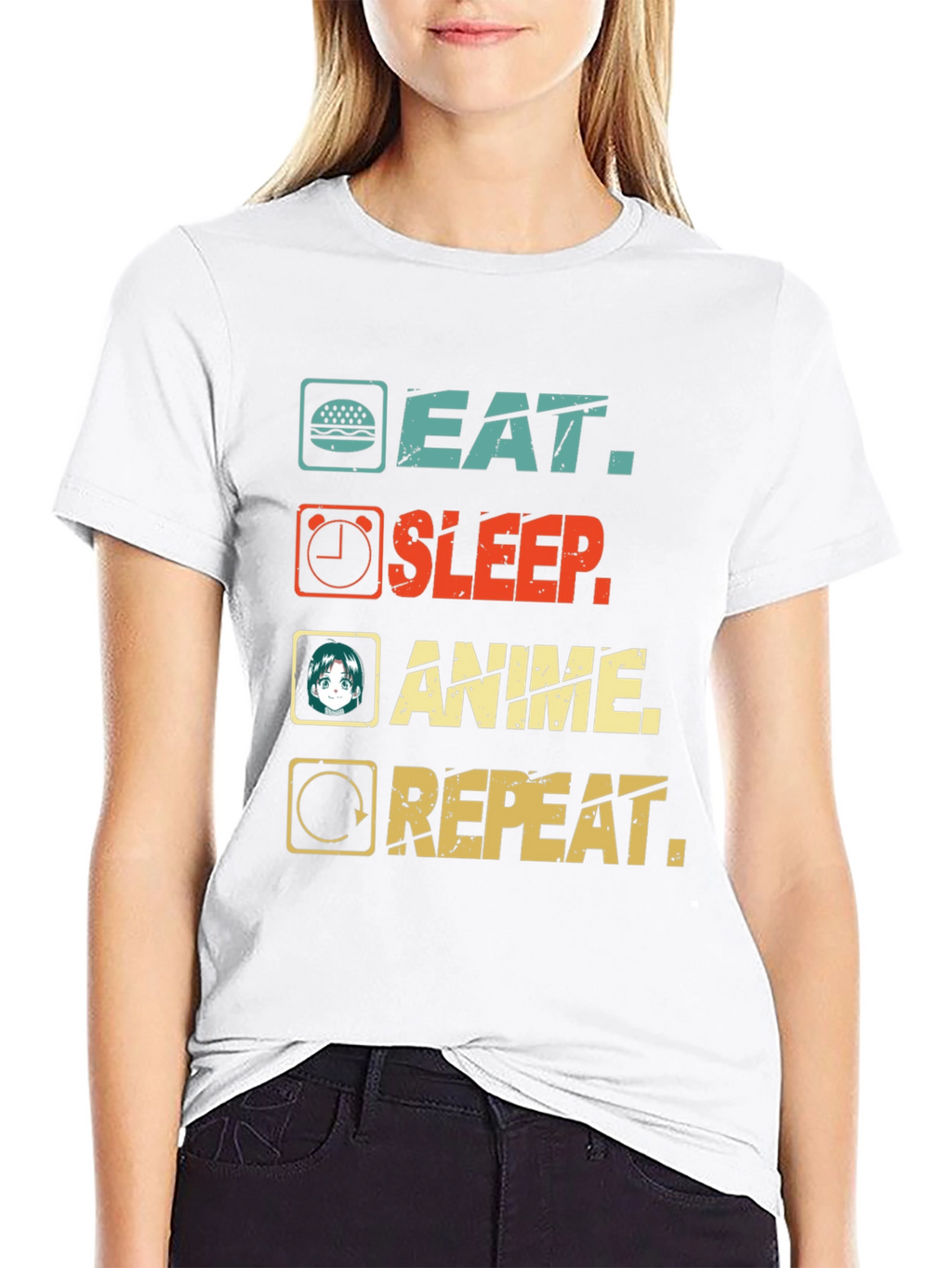 Eat Sleep Anime Repeat Graphic T-Shirt