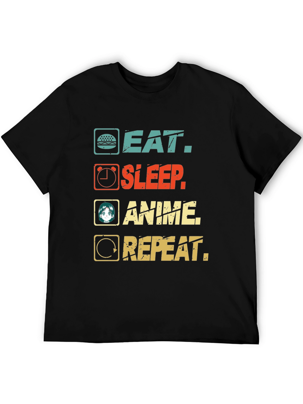Eat Sleep Anime Repeat Graphic T-Shirt