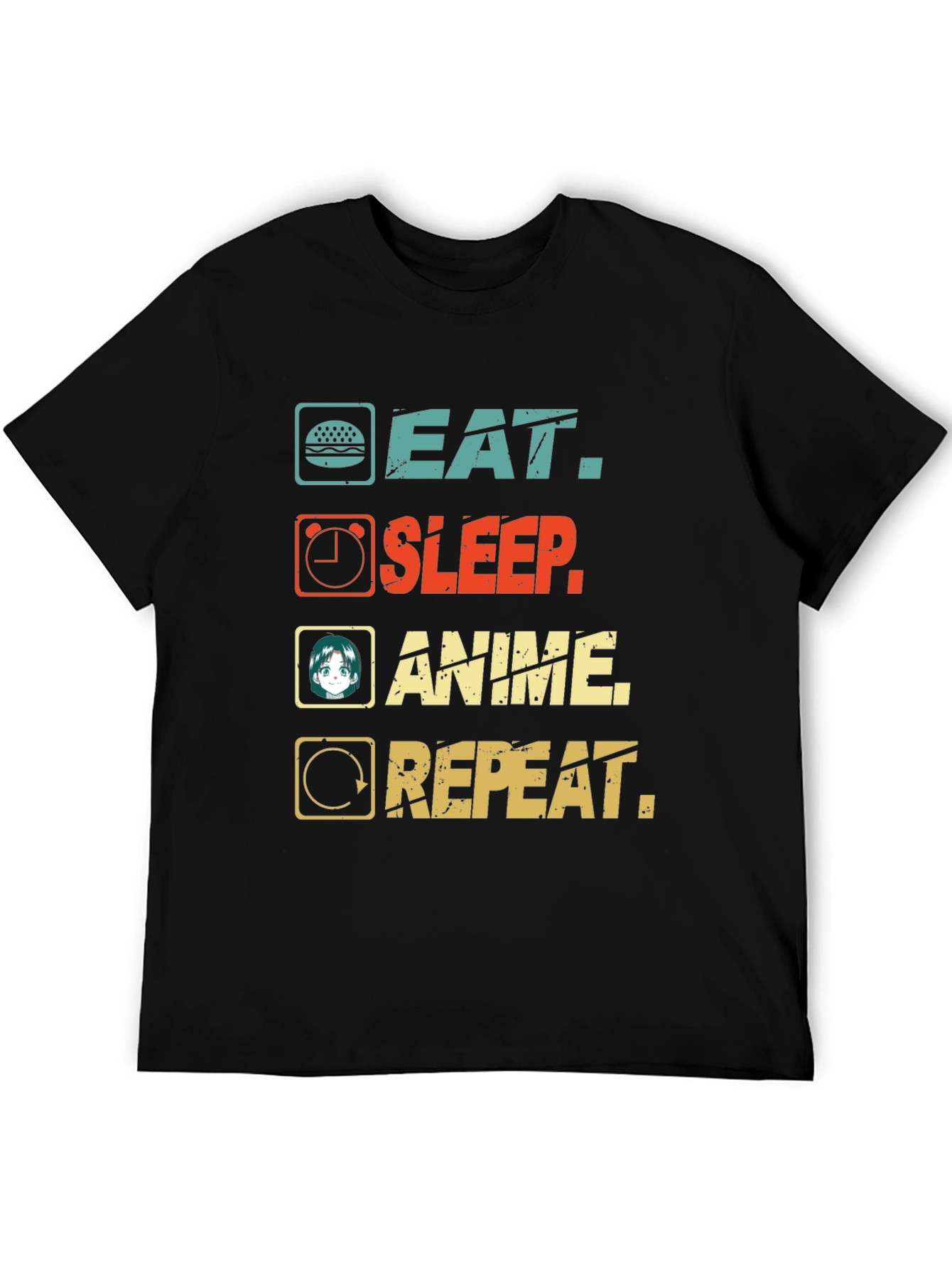 Eat Sleep Anime Repeat Graphic T-Shirt