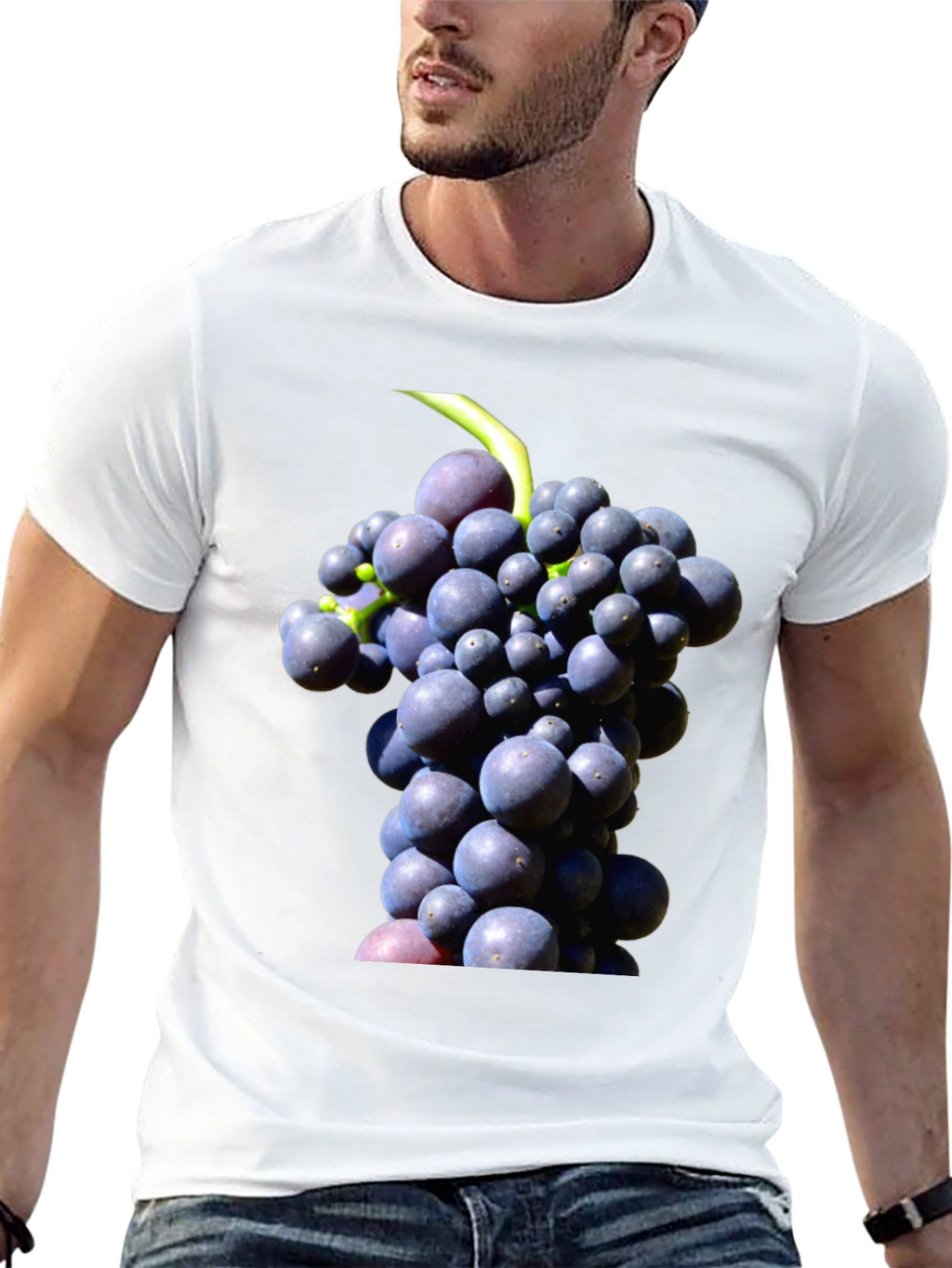 Grapes Graphic Tee - Black Cotton Blend Casual Wear