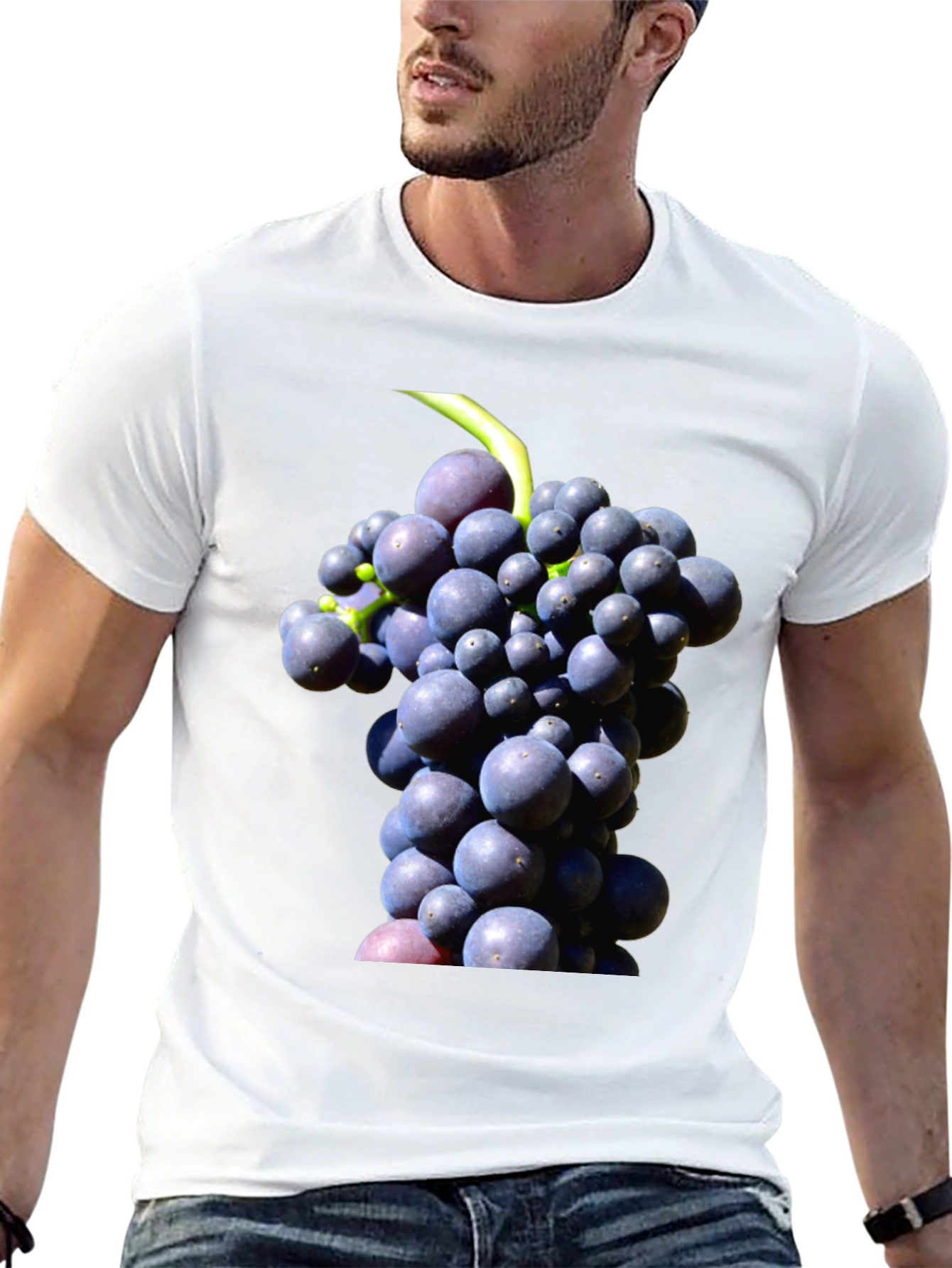 Grapes Graphic Tee - Black Cotton Blend Casual Wear