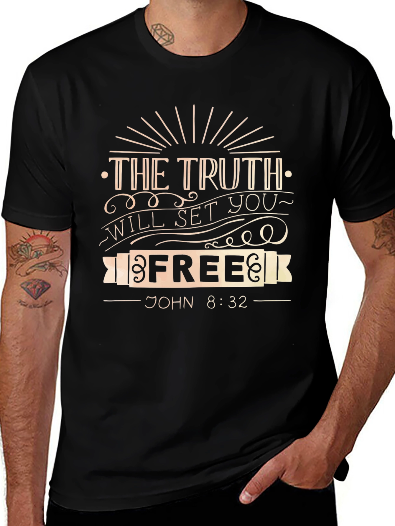 Truth Will Set You Free Graphic Tee - John 8:32 Black T-Shirt