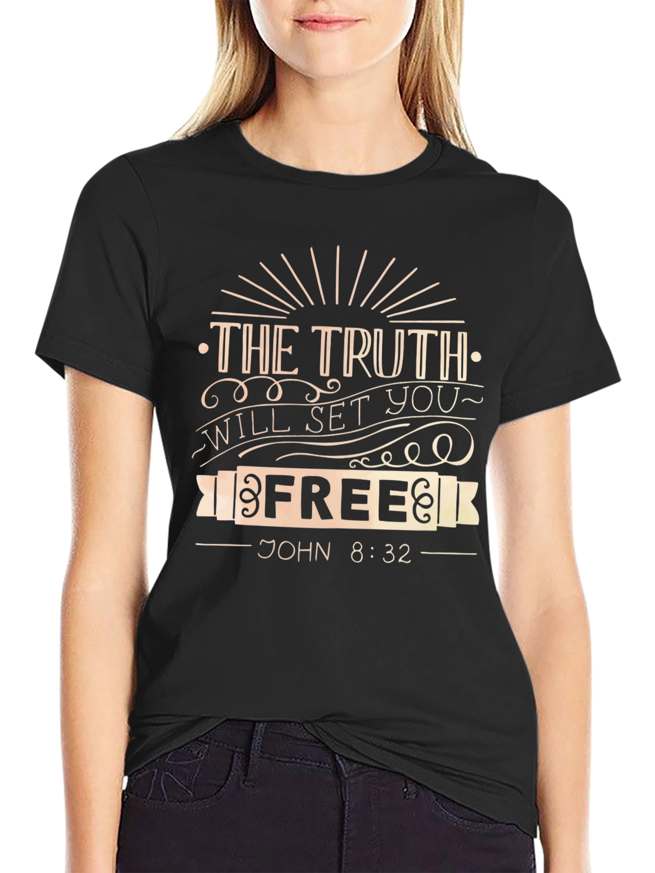 Truth Will Set You Free Graphic Tee - John 8:32 Black T-Shirt