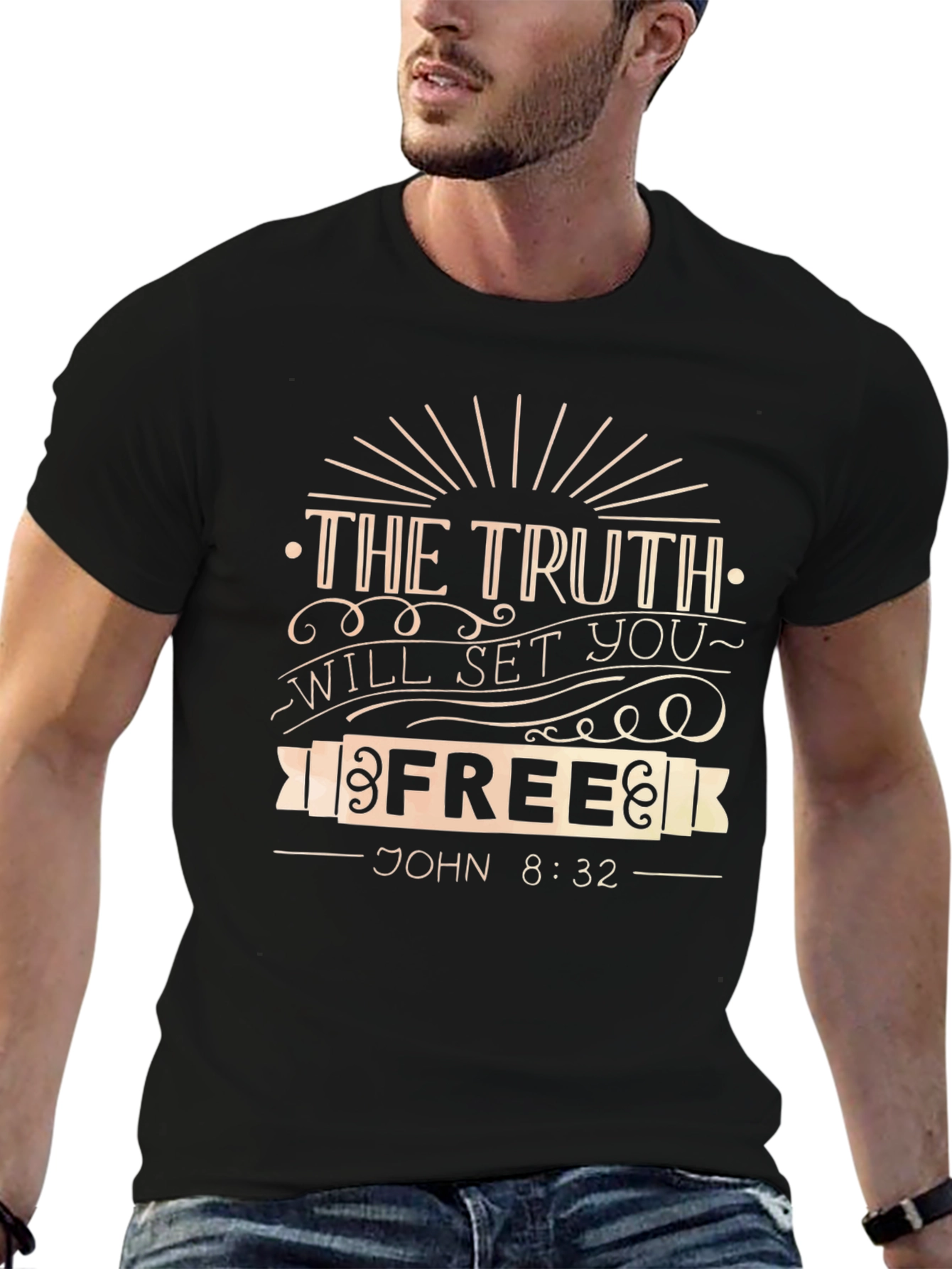 Truth Will Set You Free Graphic Tee - John 8:32 Black T-Shirt