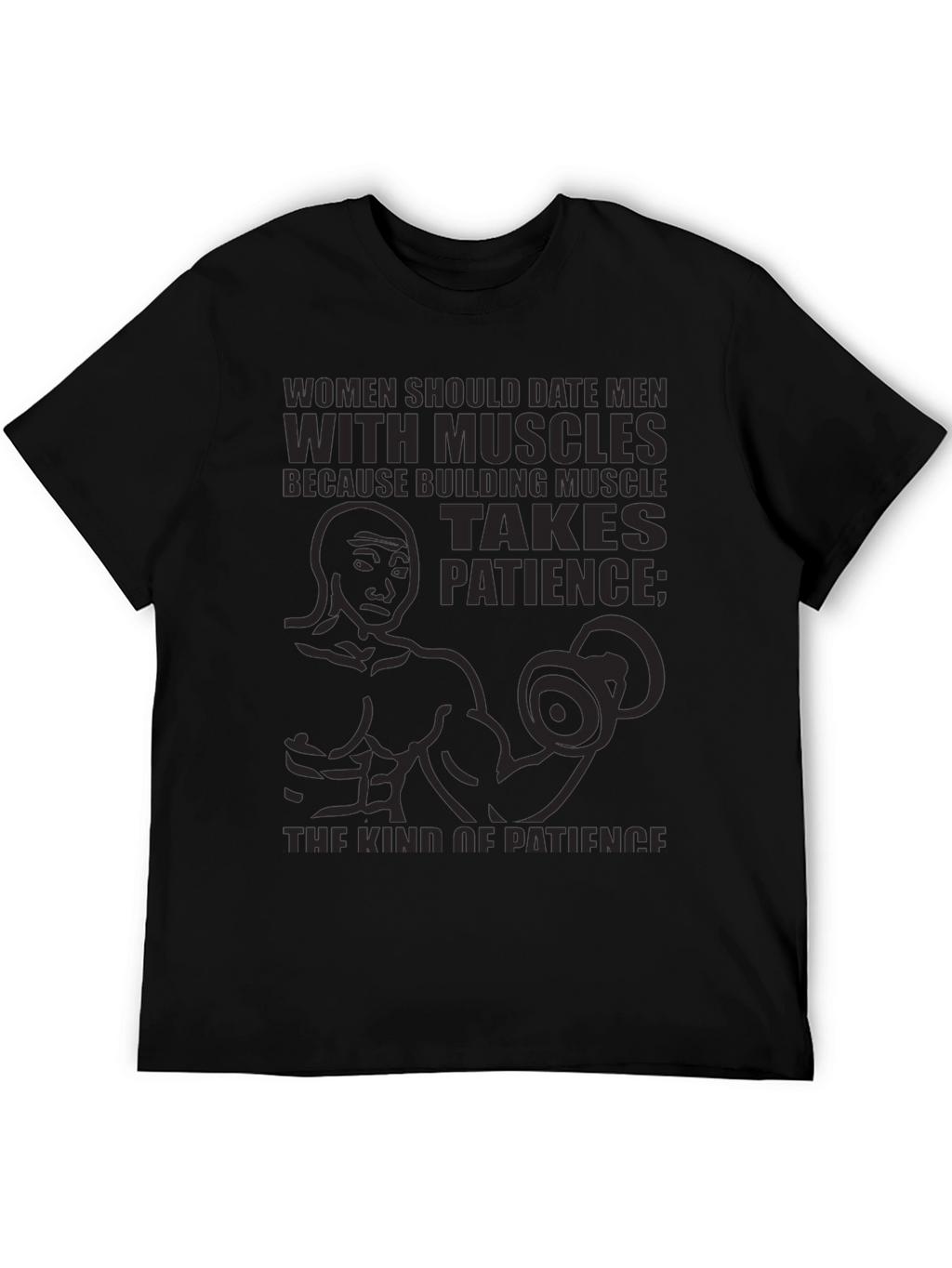 Muscle Patience T-Shirt - Black Graphic Tee