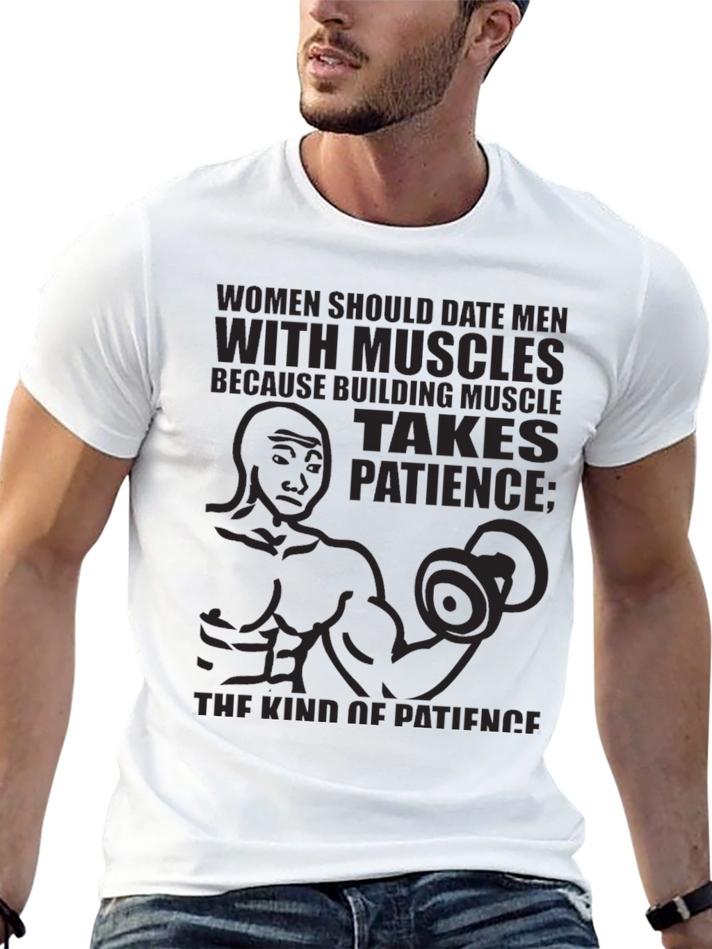 Muscle Patience T-Shirt - Black Graphic Tee
