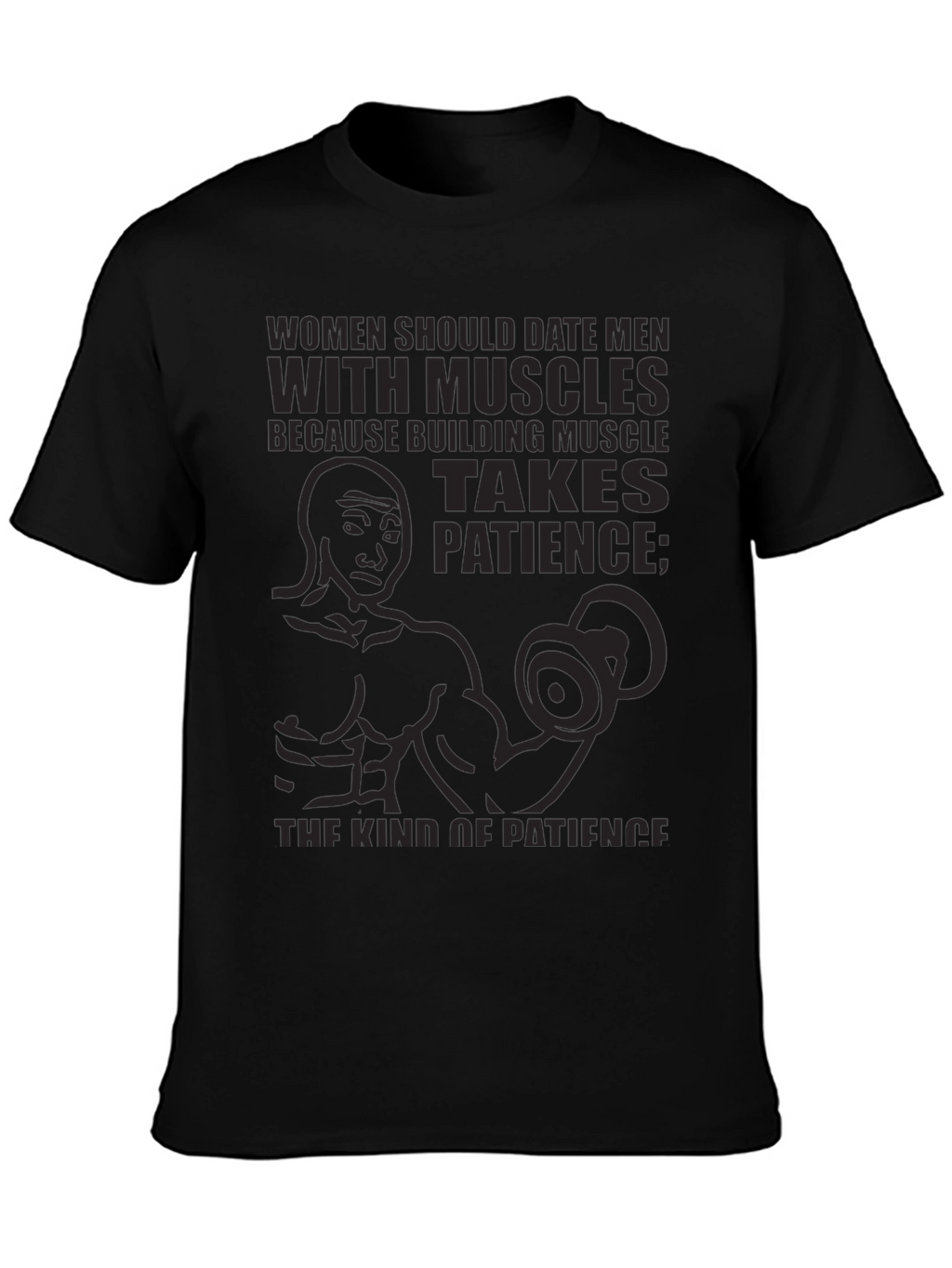Muscle Patience T-Shirt - Black Graphic Tee