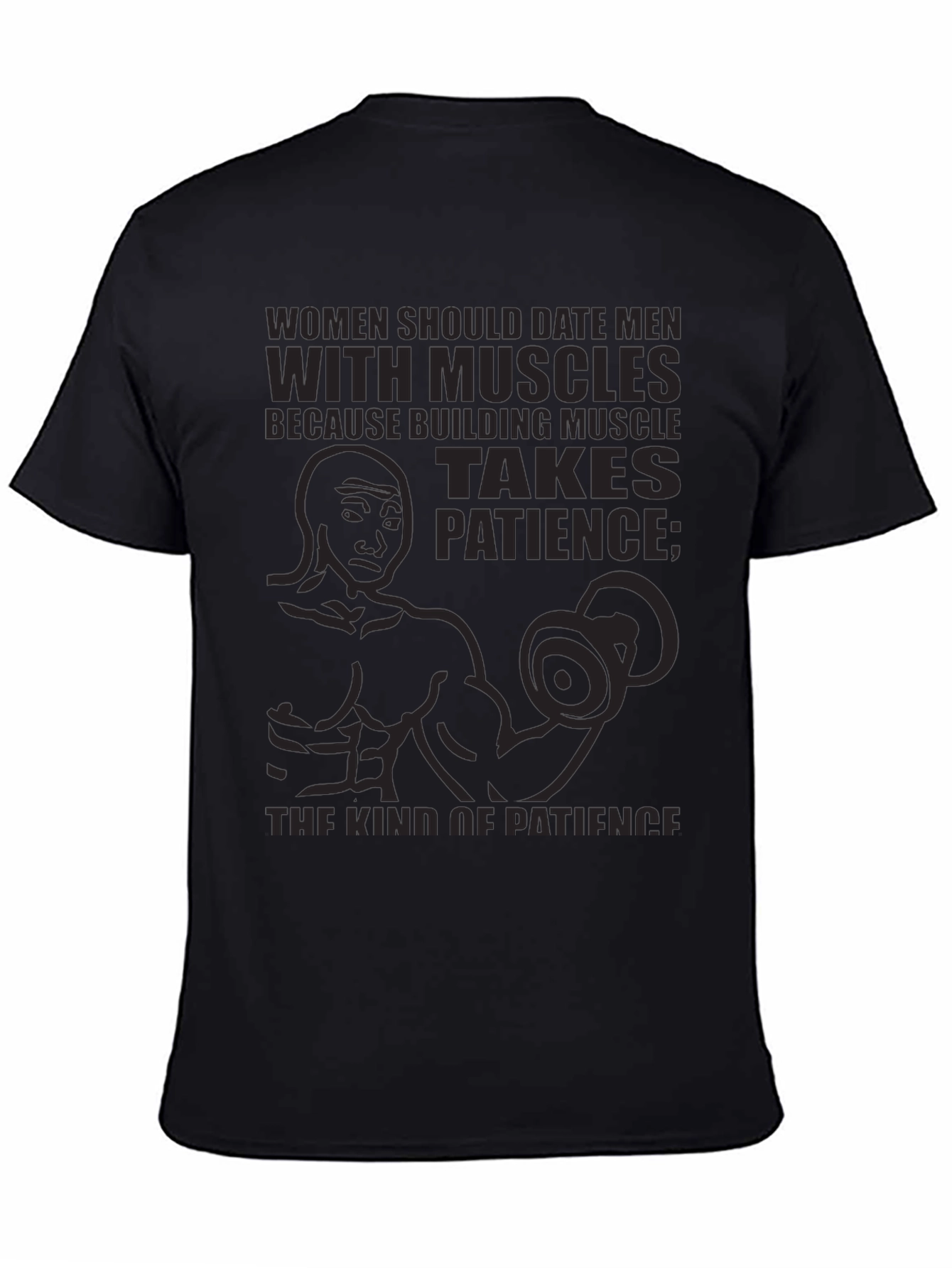 Muscle Patience T-Shirt - Black Graphic Tee