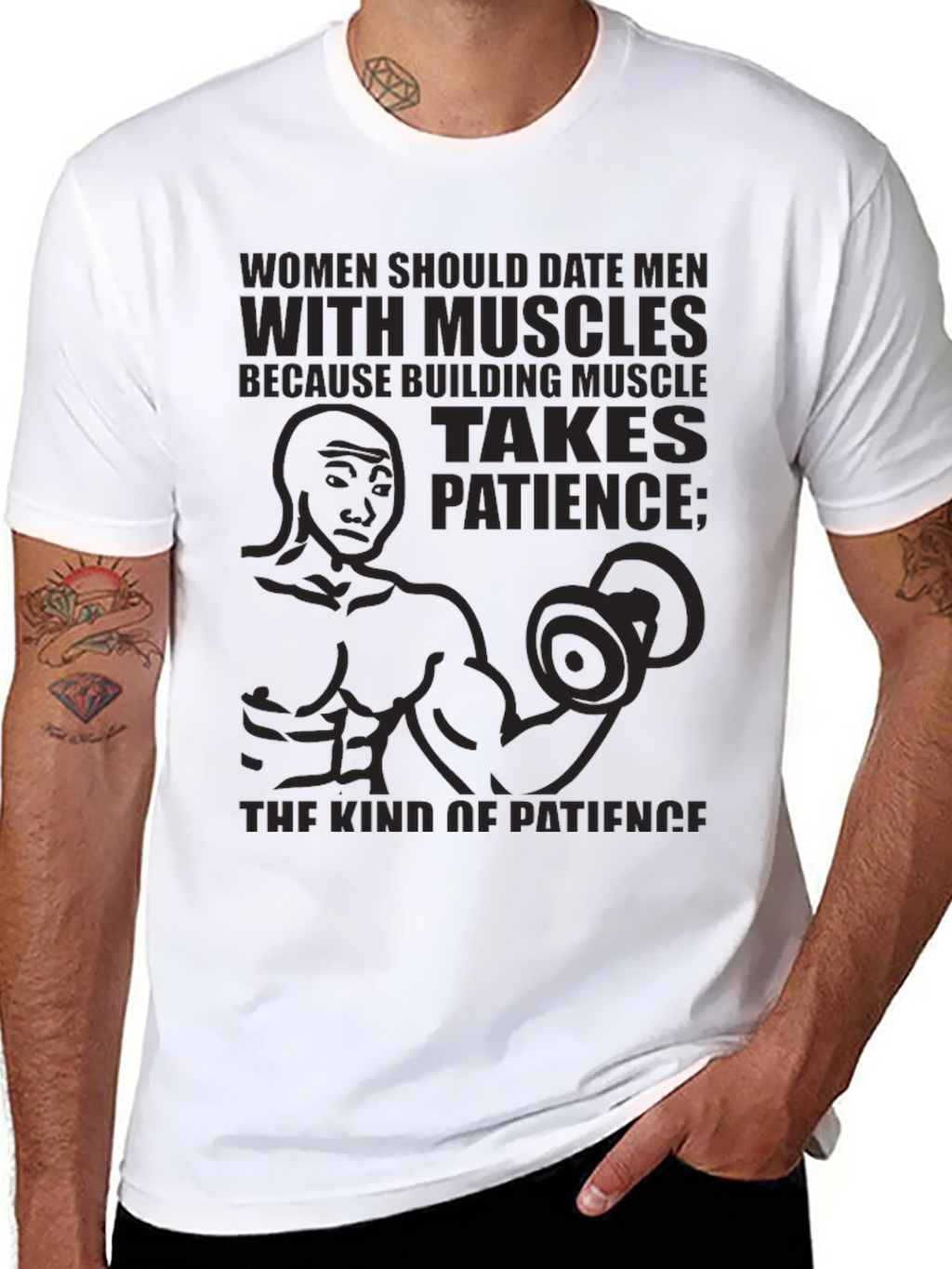 Muscle Patience T-Shirt - Black Graphic Tee