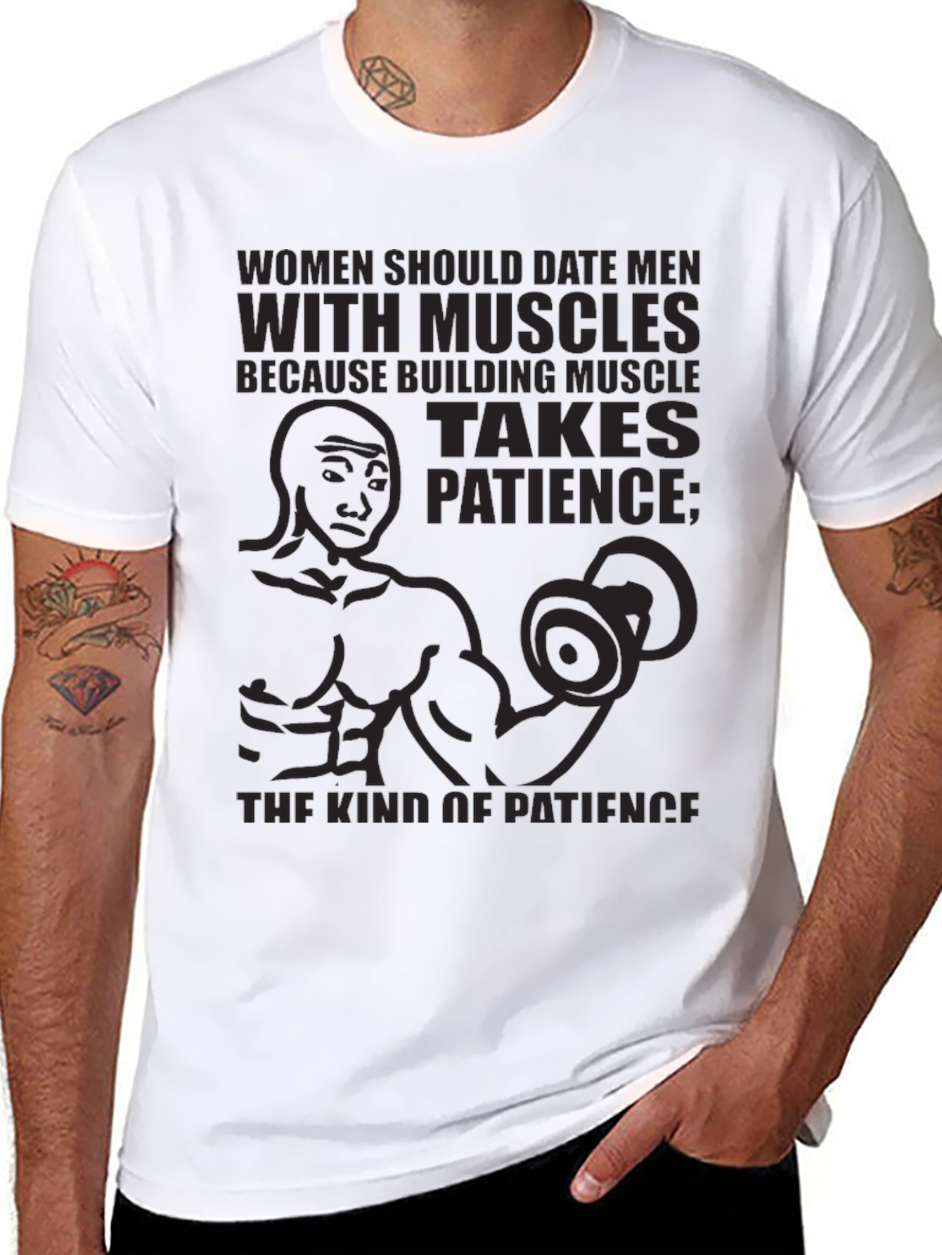 Muscle Patience T-Shirt - Black Graphic Tee