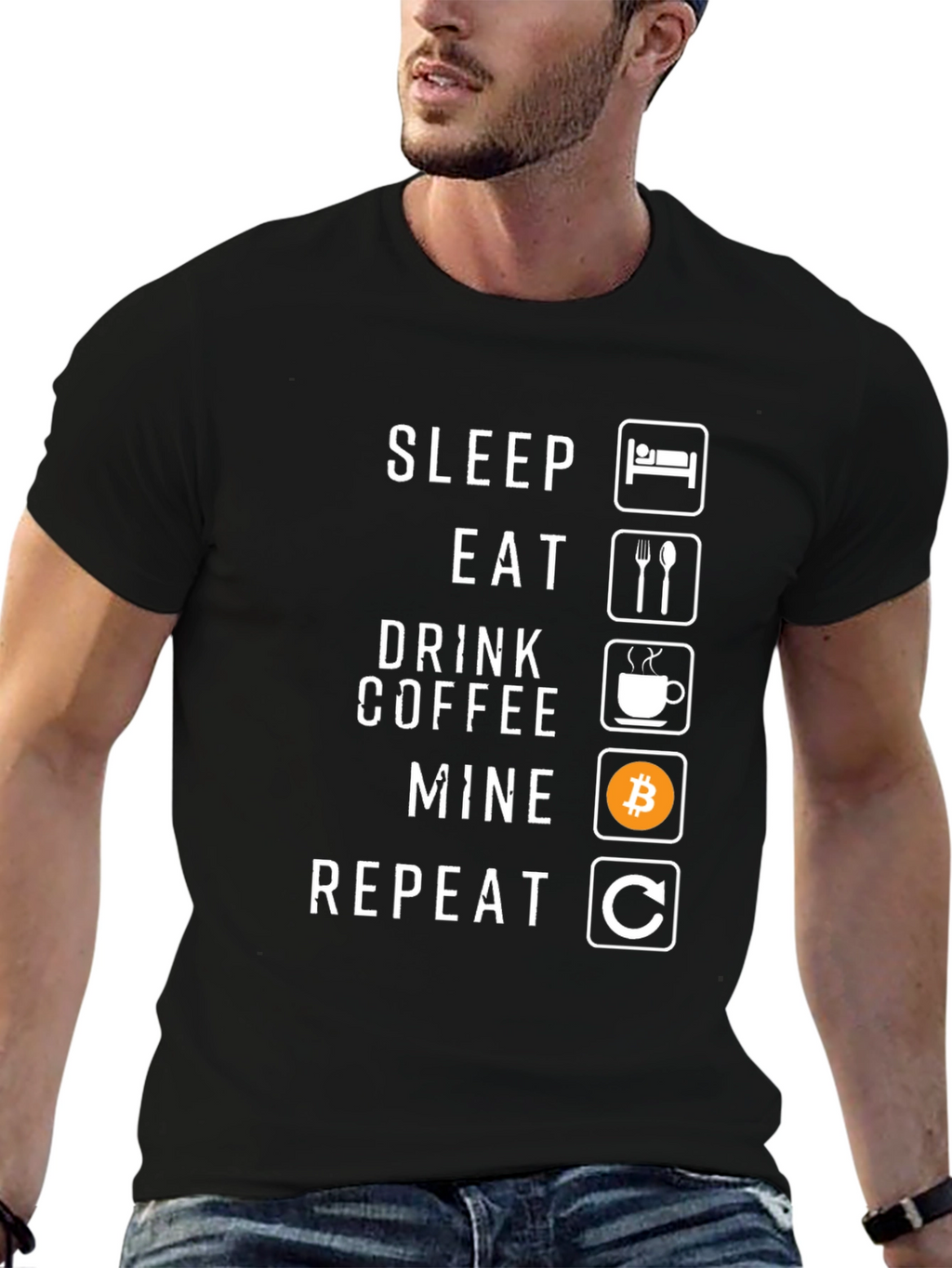 Sleep Eat Drink Coffee Mine Repeat Graphic Tee