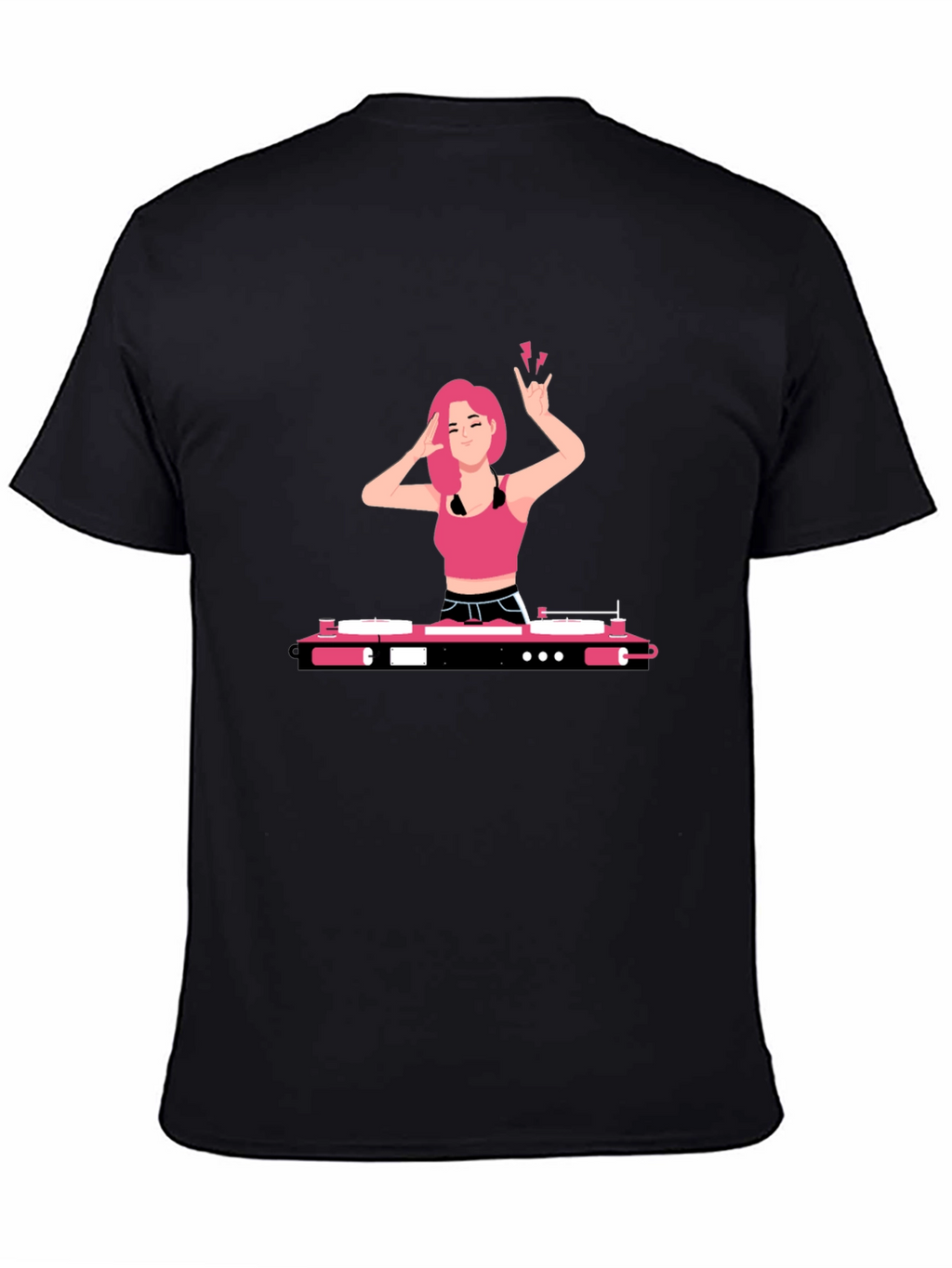 DJ Girl Graphic Tee - Trendy Black T-Shirt
