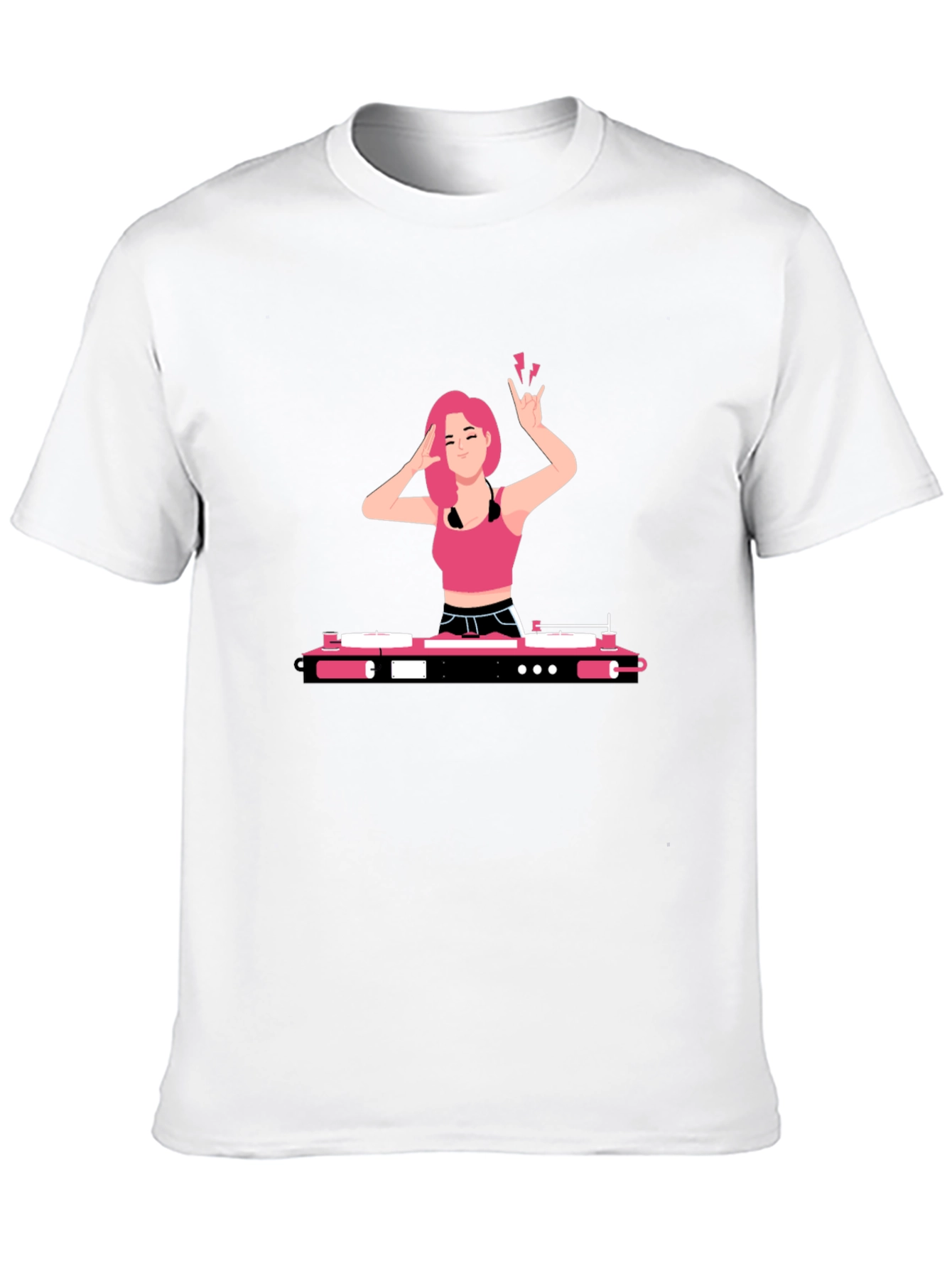 DJ Girl Graphic Tee - Trendy Black T-Shirt
