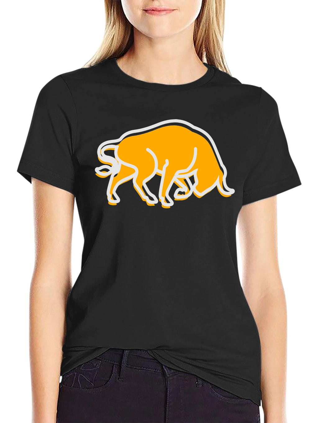Black T-Shirt with Bull Graphic