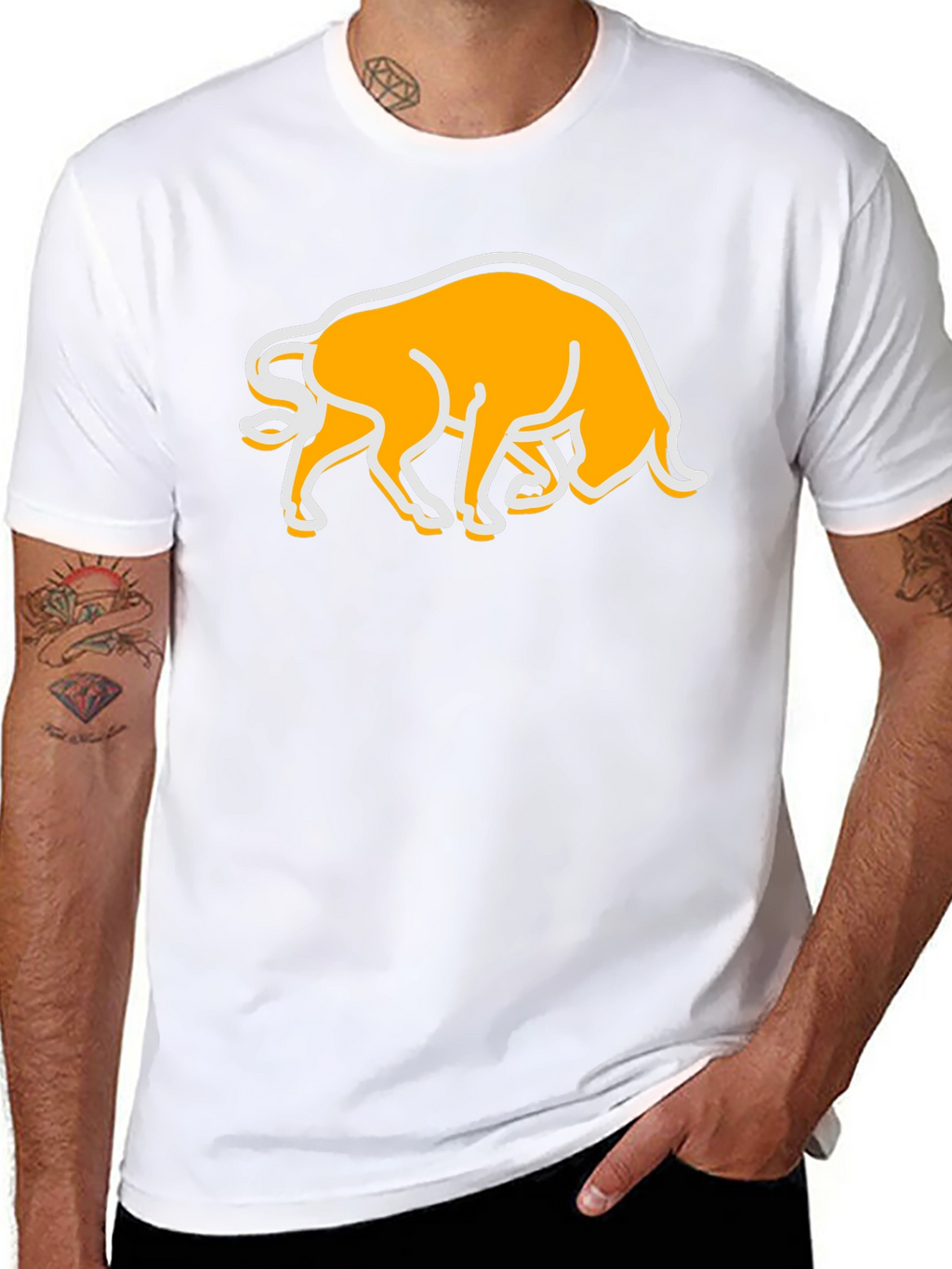 Black T-Shirt with Bull Graphic