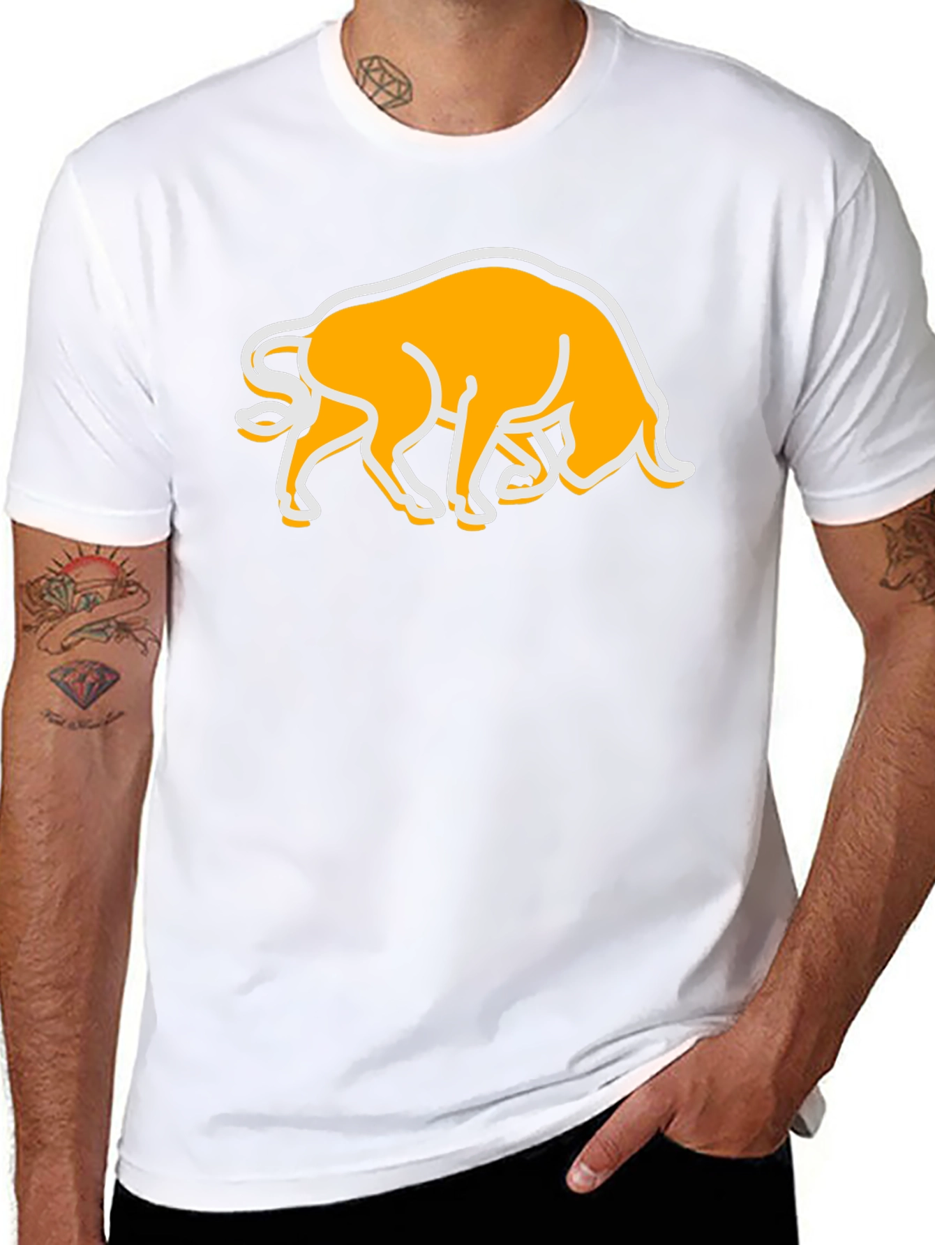 Black T-Shirt with Bull Graphic