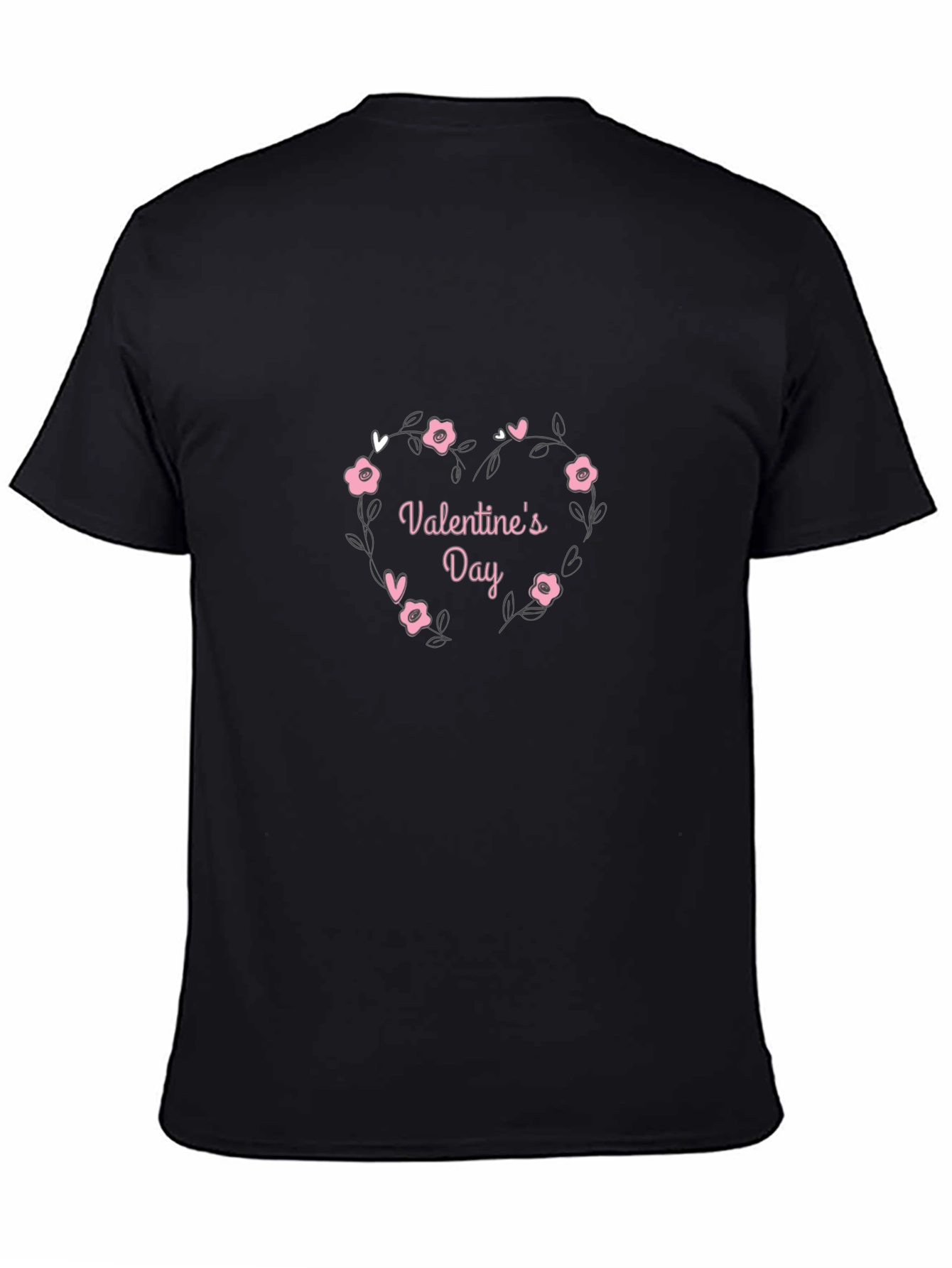 Valentines Day Black T-Shirt Heart of Flowers Love
