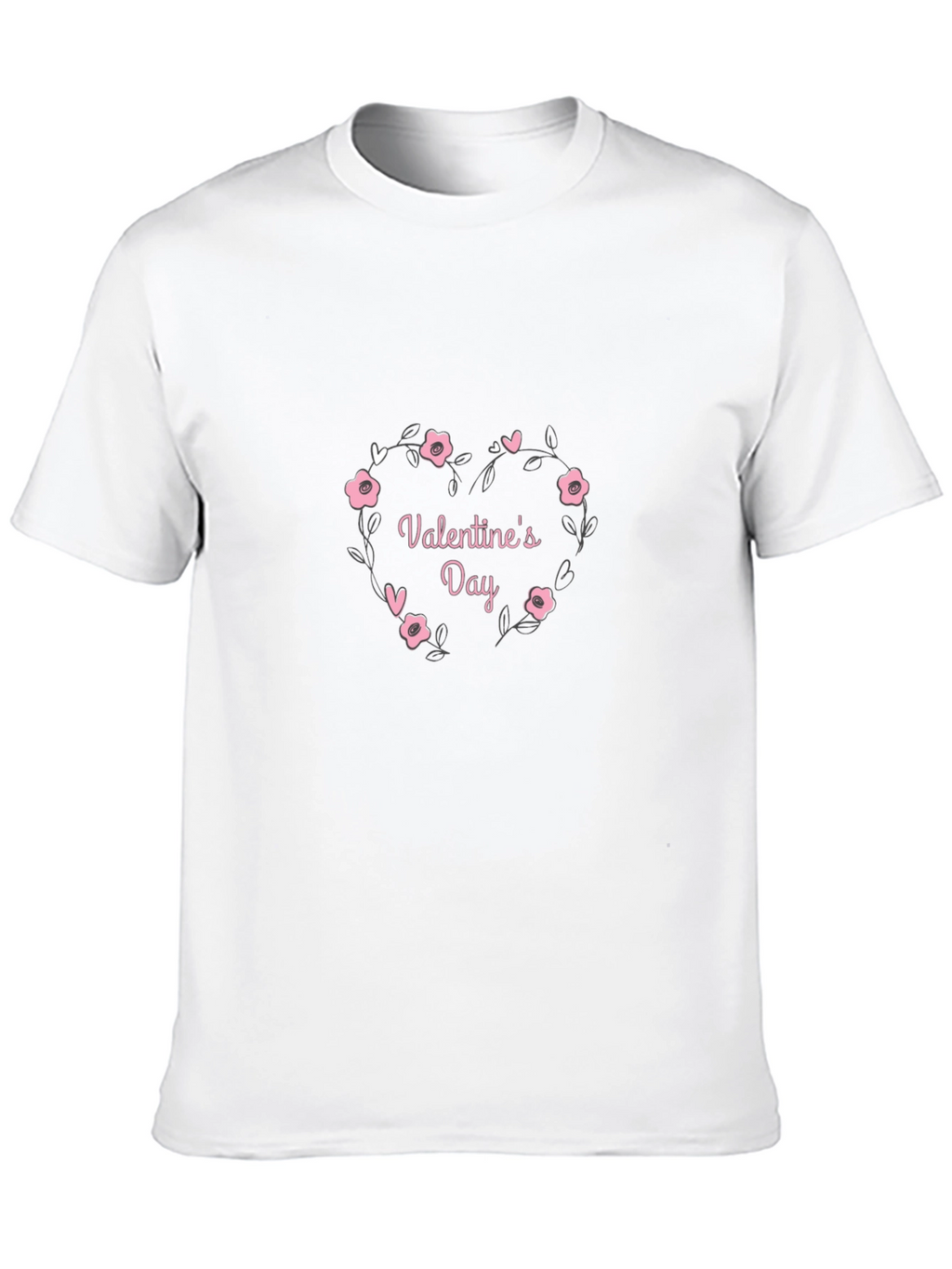 Valentines Day Black T-Shirt Heart of Flowers Love