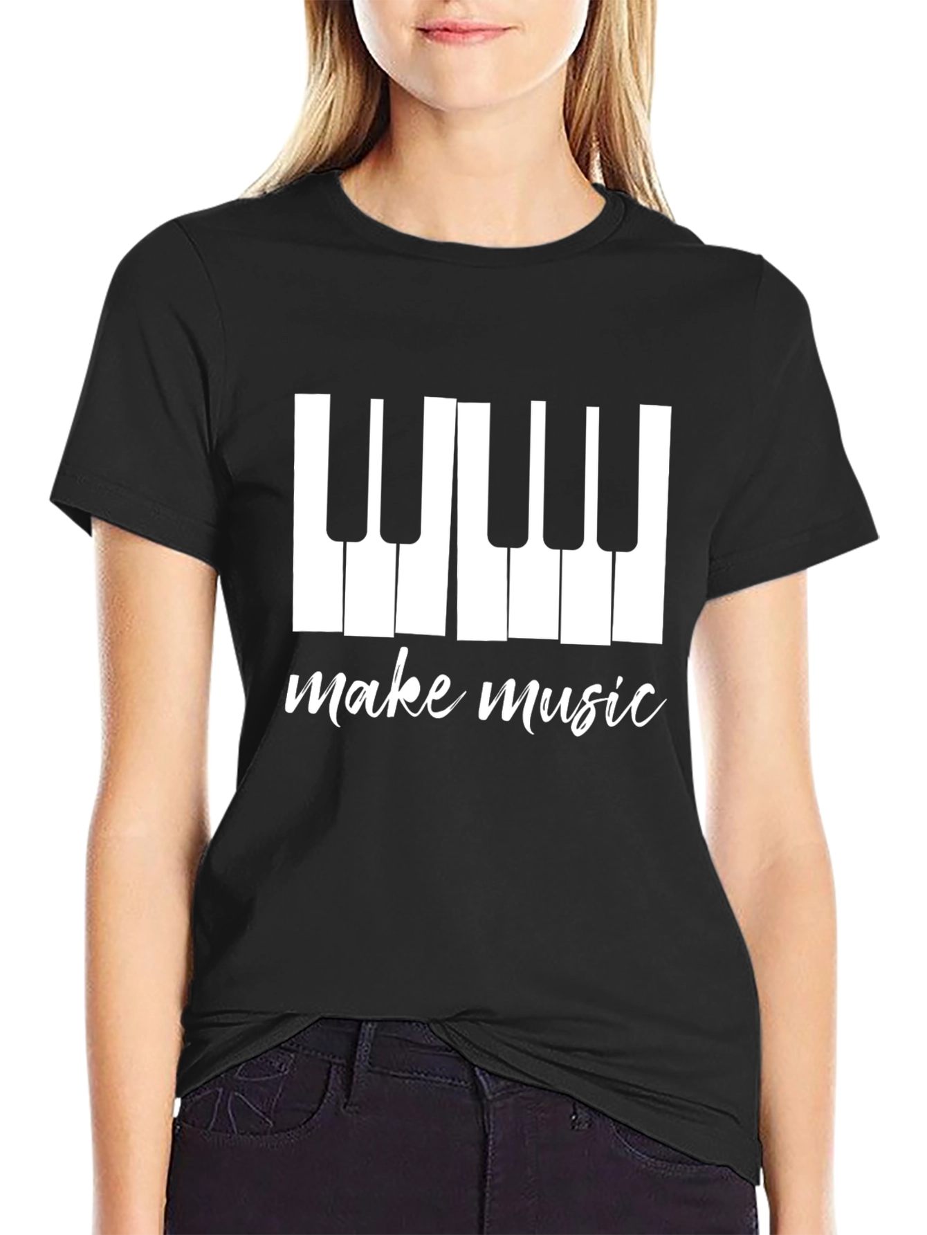 Make Music Graphic T-Shirt - Black - Musical Gift Idea