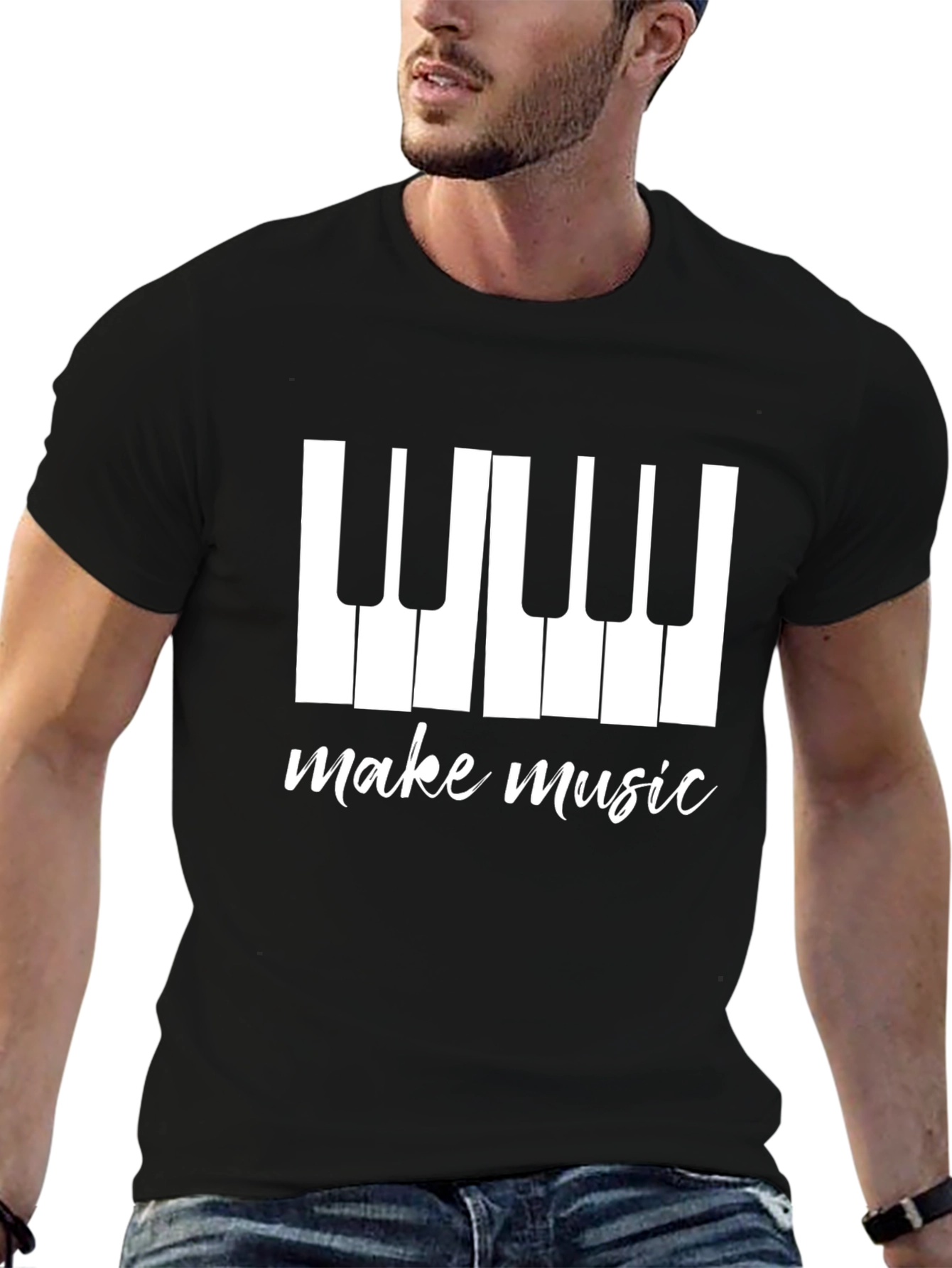 Make Music Graphic T-Shirt - Black - Musical Gift Idea