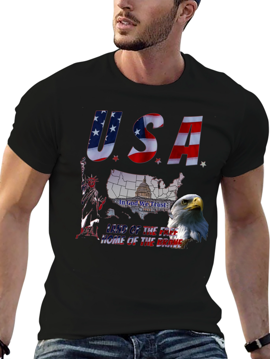 Patriotic USA Eagle Graphic T-Shirt