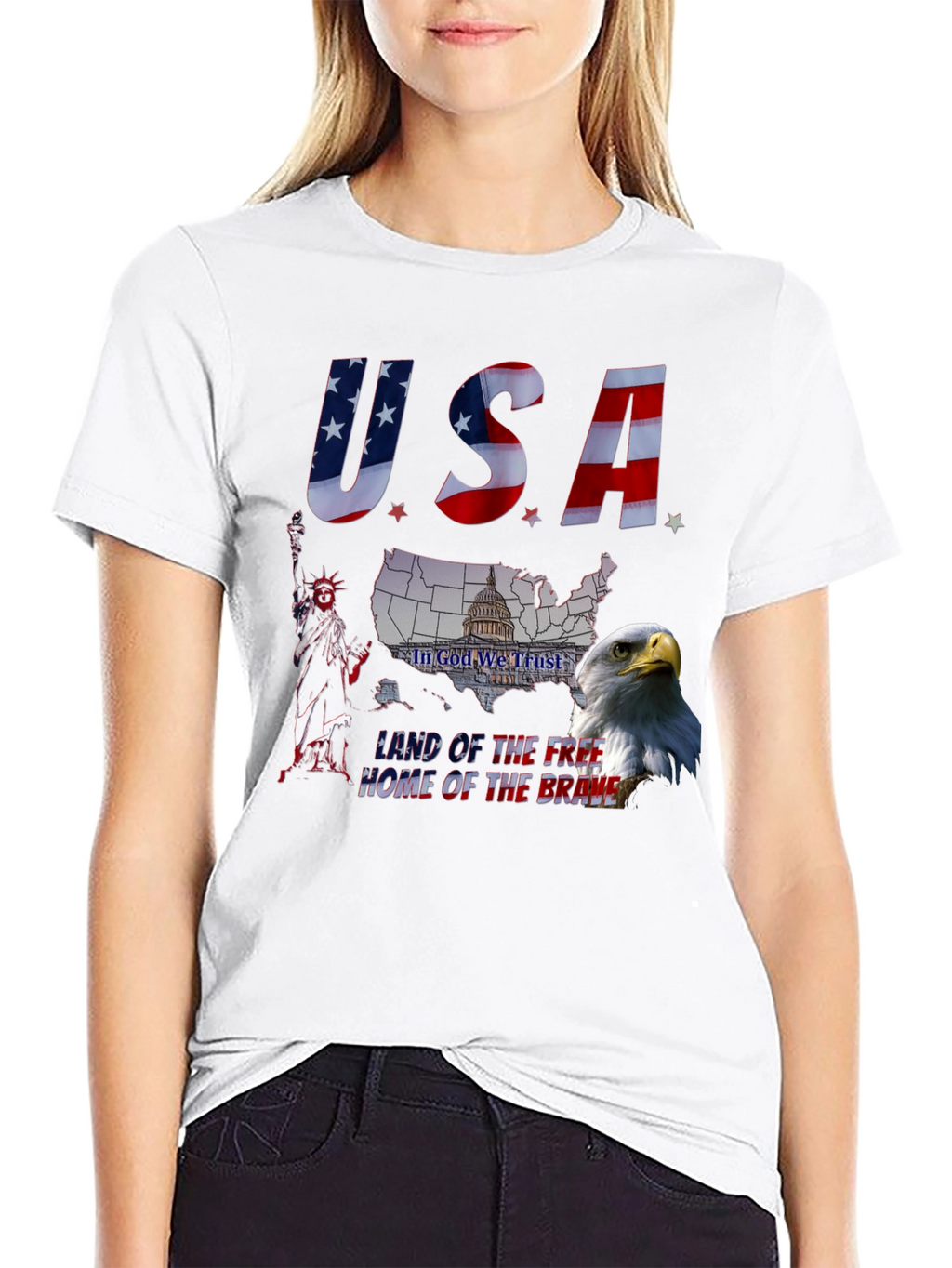 Patriotic USA Eagle Graphic T-Shirt