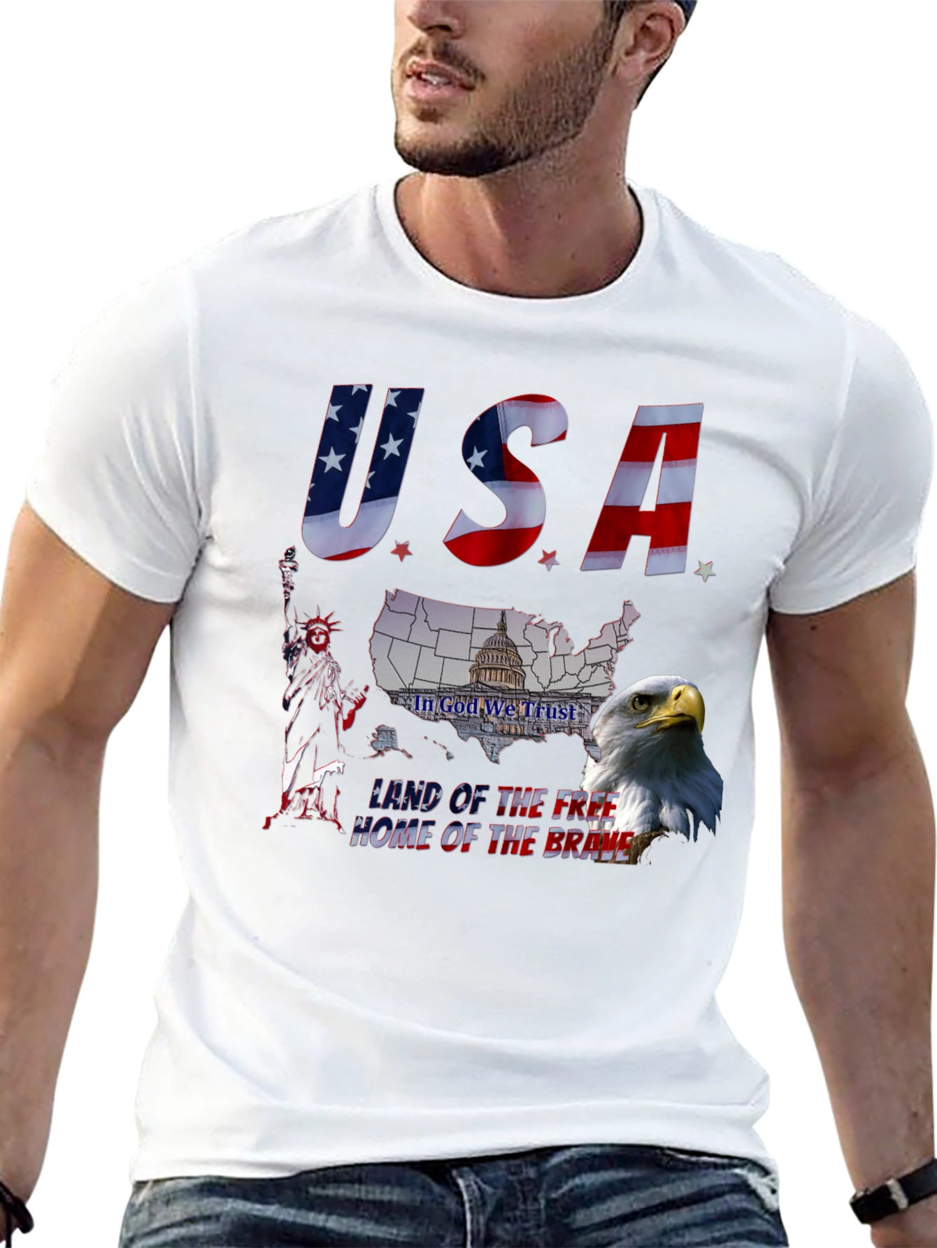 Patriotic USA Eagle Graphic T-Shirt