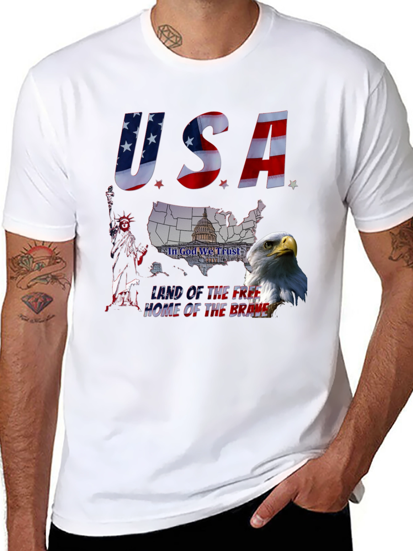 Patriotic USA Eagle Graphic T-Shirt