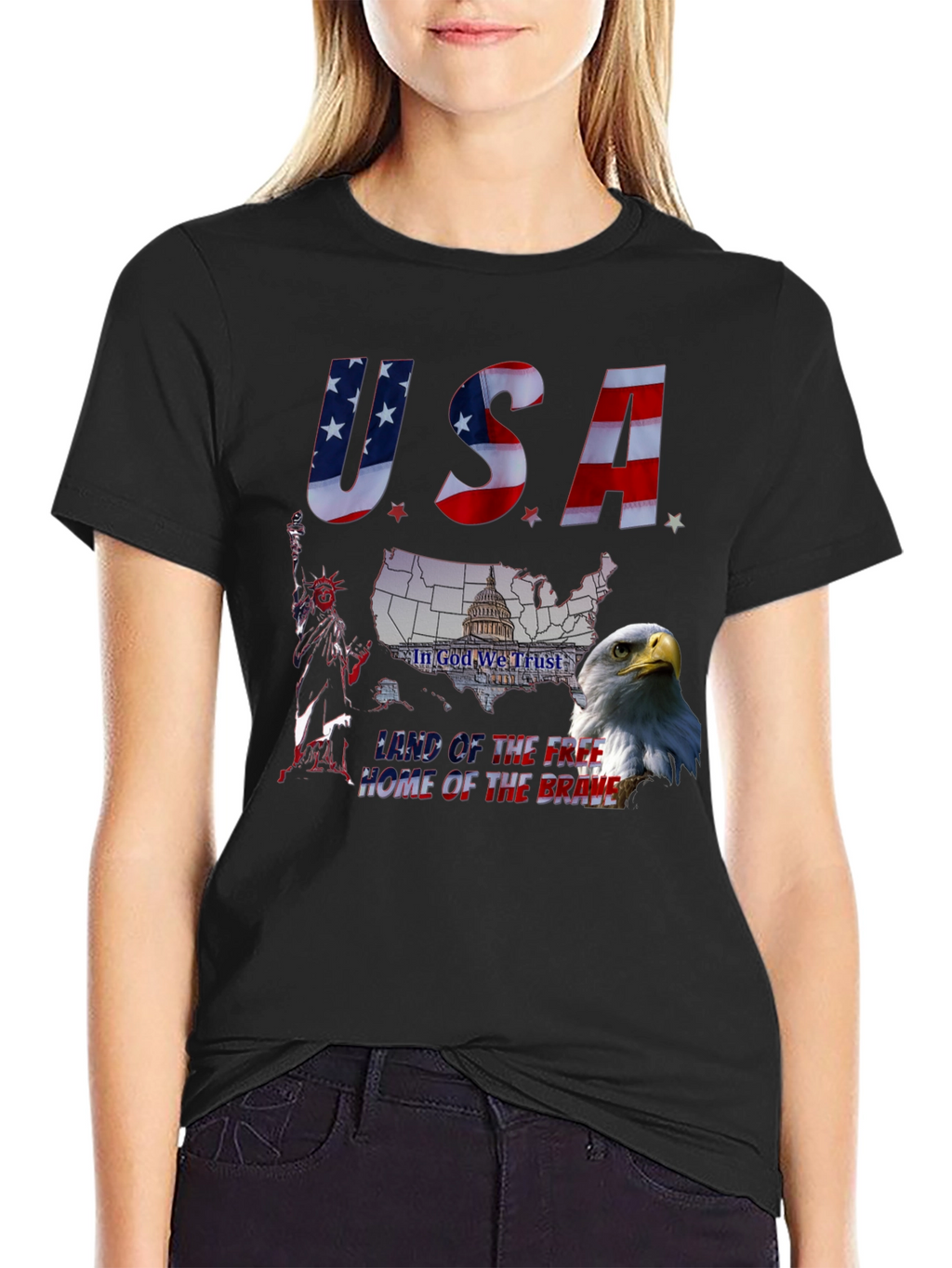 Patriotic USA Eagle Graphic T-Shirt