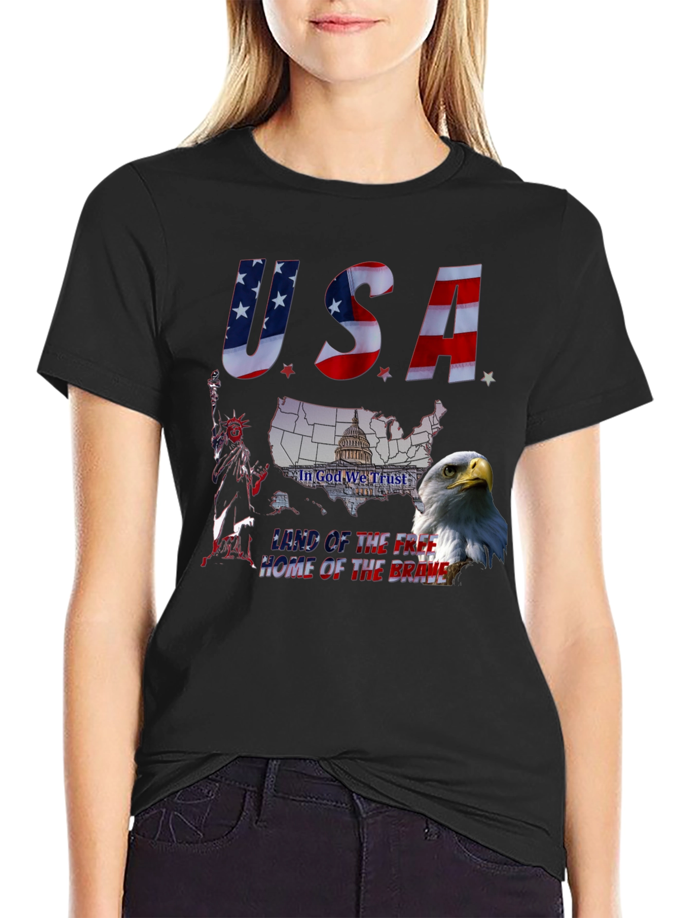 Patriotic USA Eagle Graphic T-Shirt
