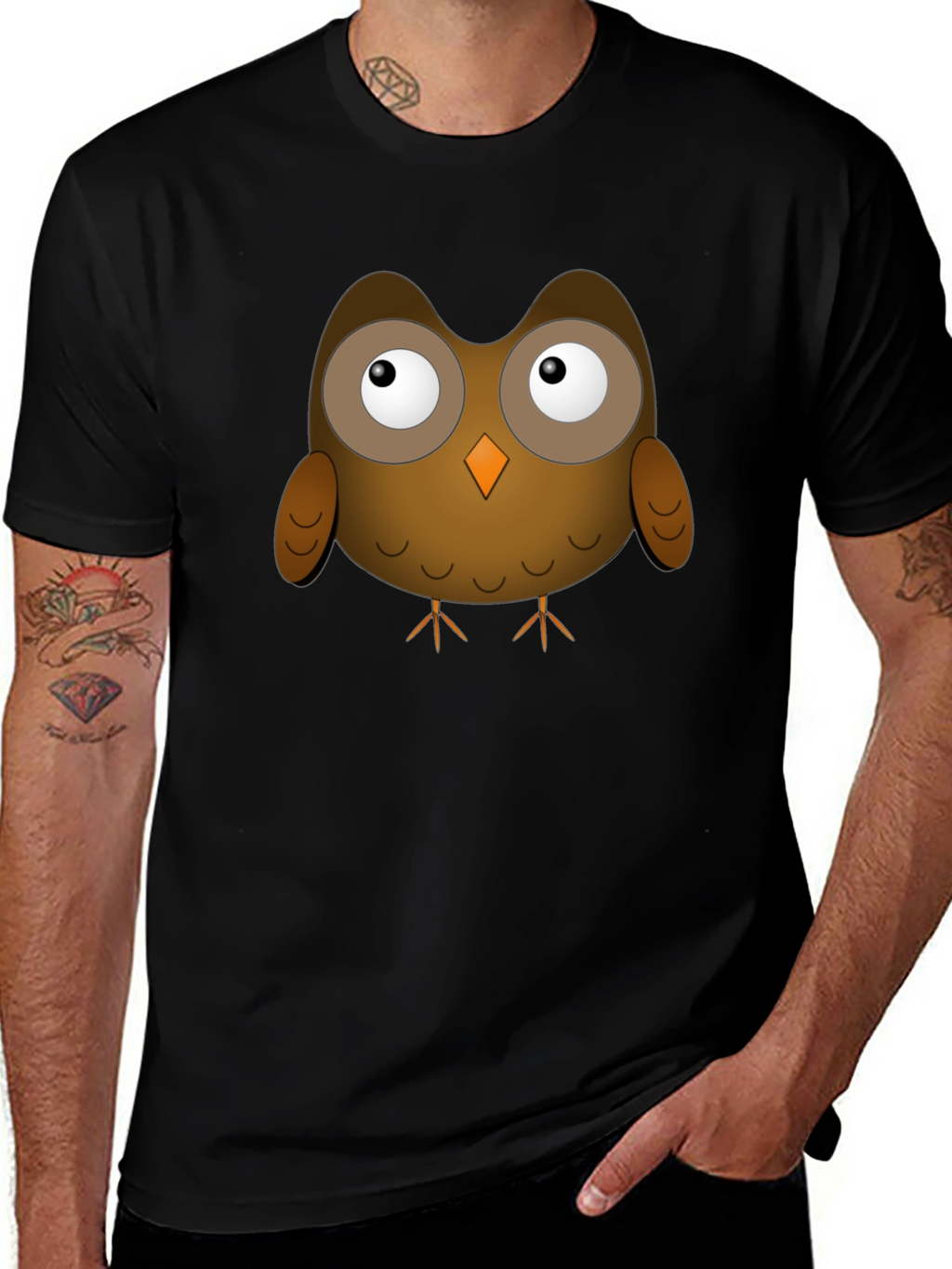 Cute Owl Graphic T-Shirt - Black Unisex Tee