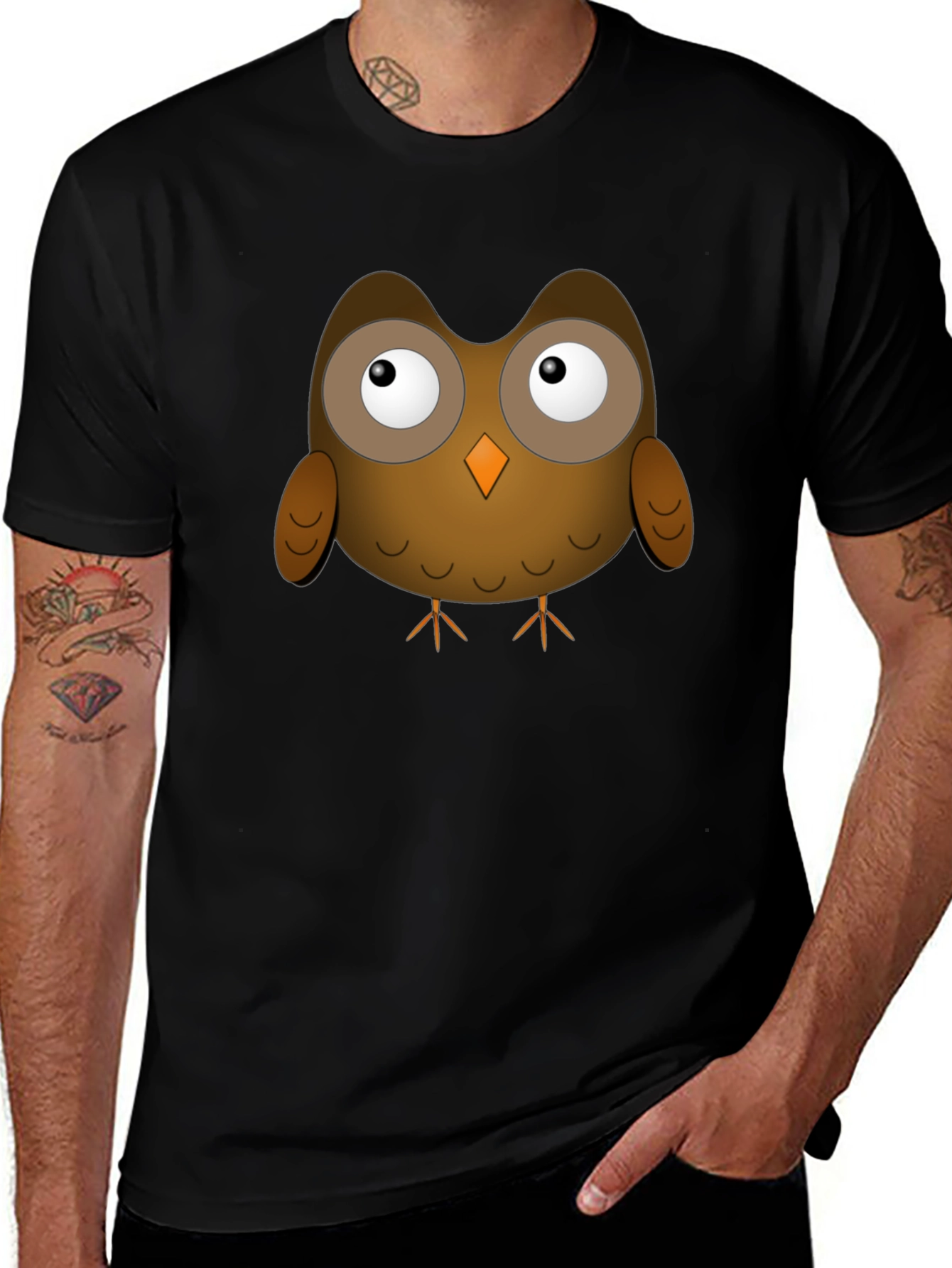 Cute Owl Graphic T-Shirt - Black Unisex Tee