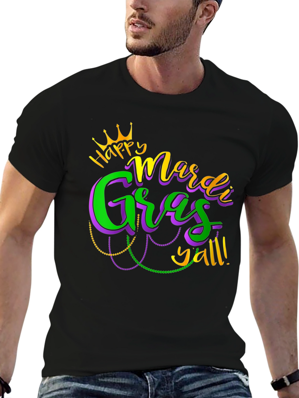 Mardi Gras Yall Graphic Tee - Black