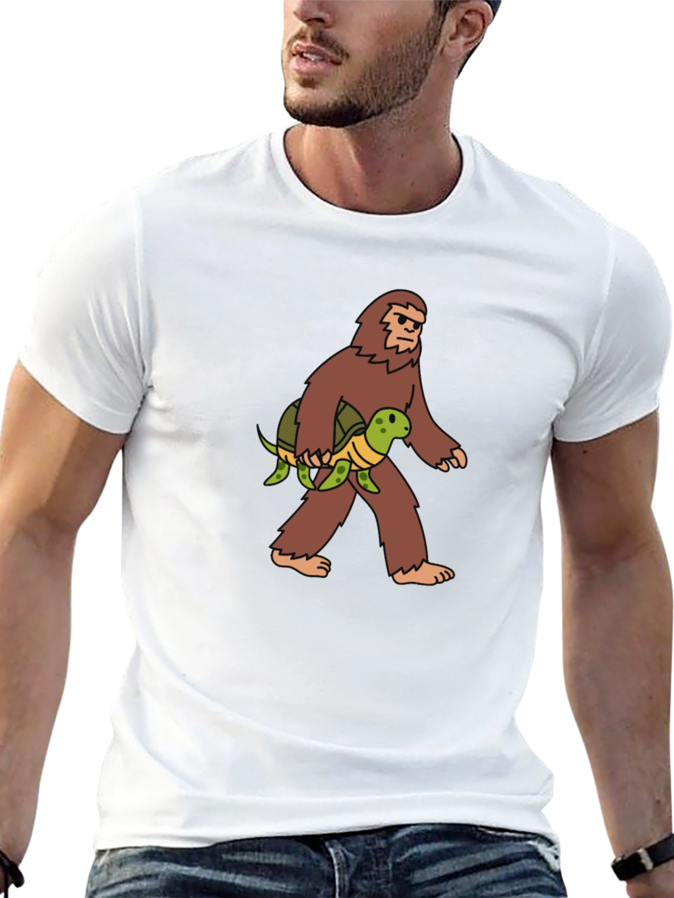 Sasquatch & Turtle Graphic Tee - Funny Bigfoot Shirt