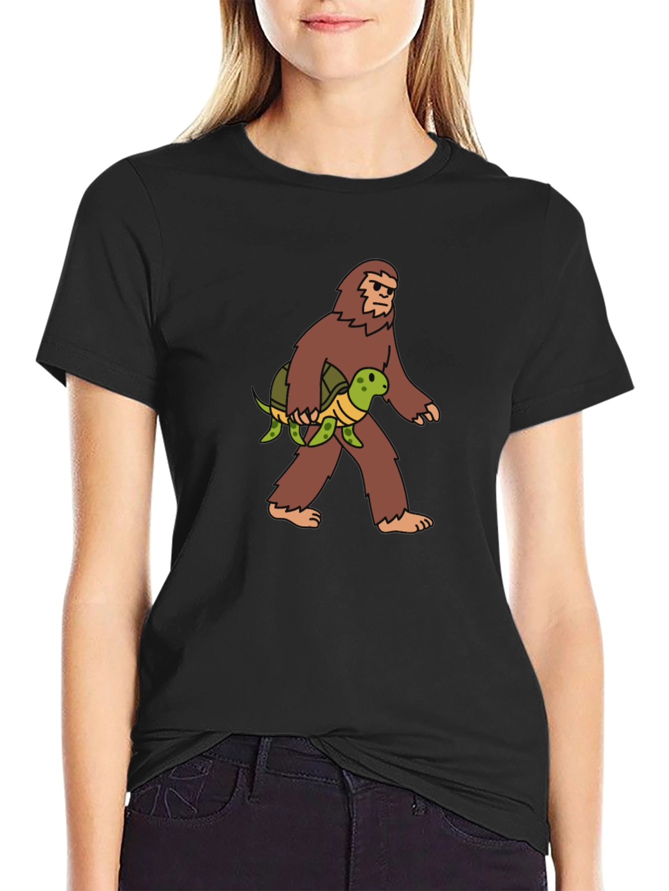 Sasquatch & Turtle Graphic Tee - Funny Bigfoot Shirt