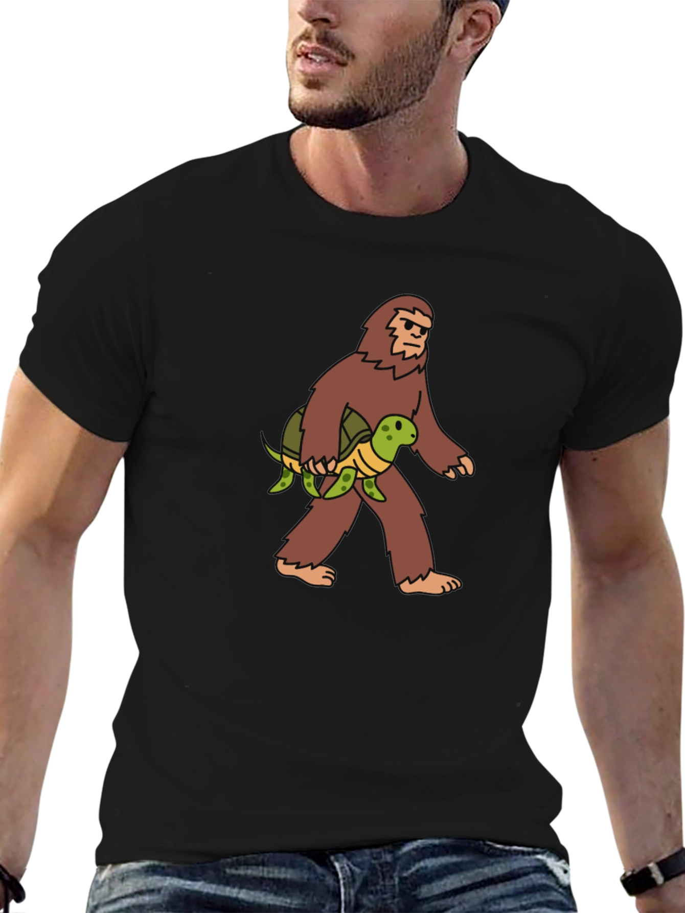 Sasquatch & Turtle Graphic Tee - Funny Bigfoot Shirt