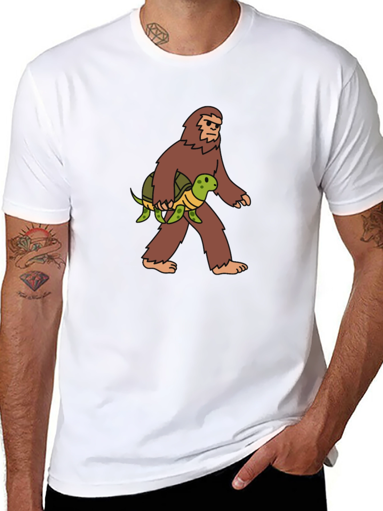 Sasquatch & Turtle Graphic Tee - Funny Bigfoot Shirt