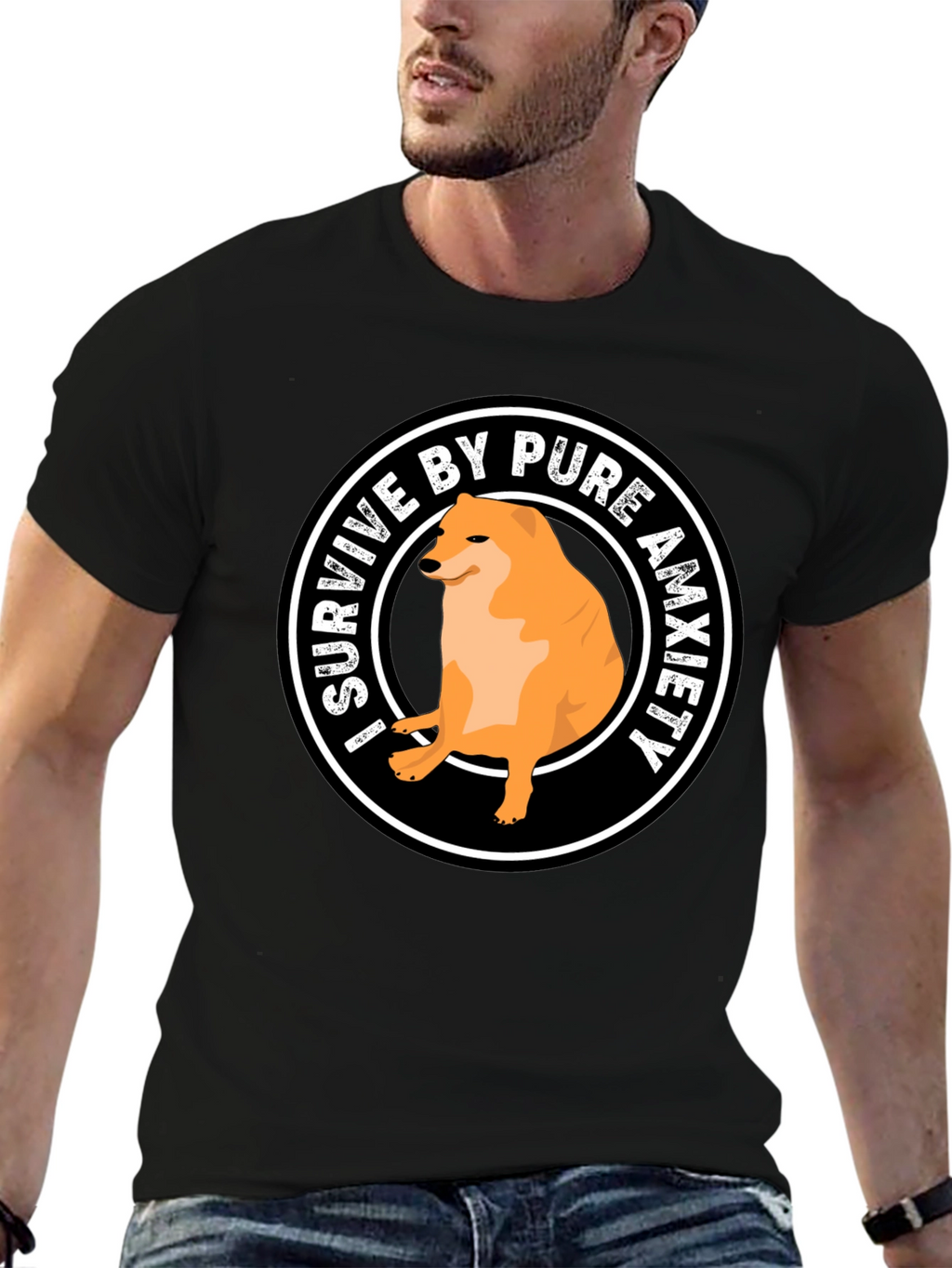 I Survive by Pure Anxiety Doge Meme Graphic Tee