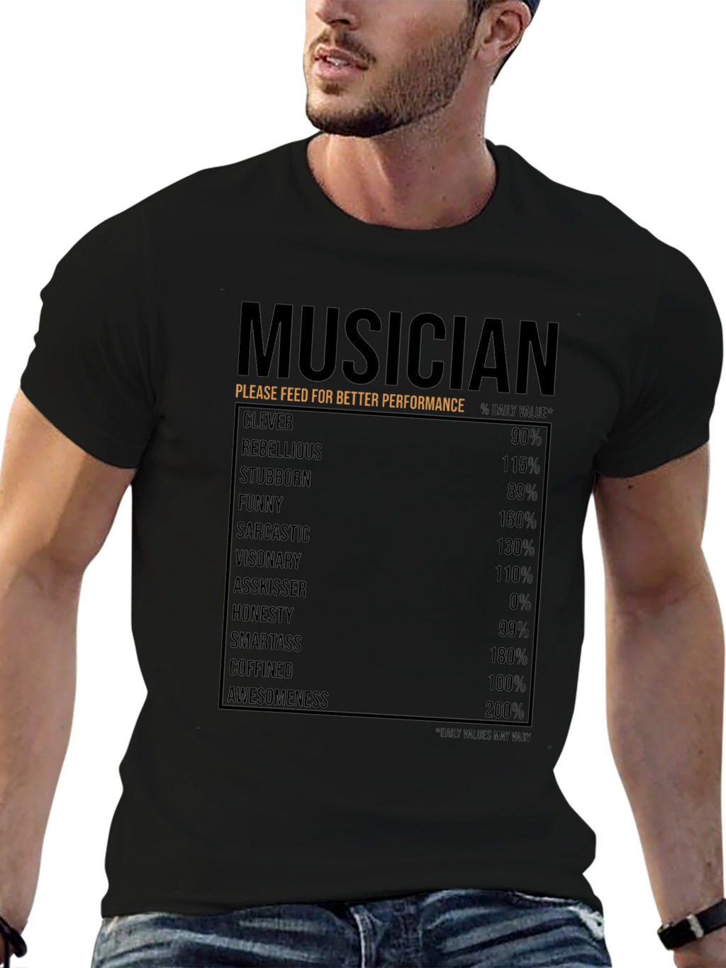 Musician Nutrition Facts T-Shirt - Clever Funny Awesome!