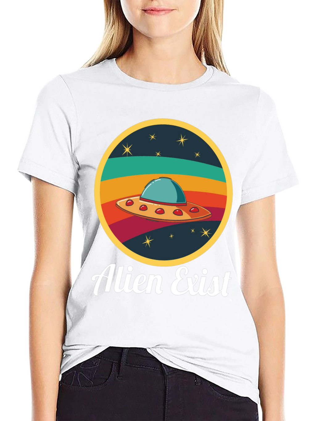 Alien Exist T-Shirt UFO Graphic Tee