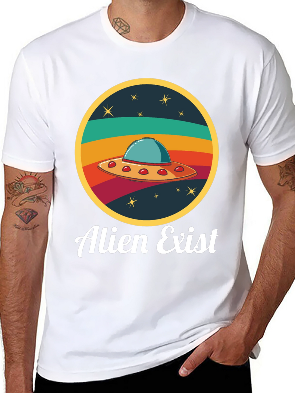 Alien Exist T-Shirt UFO Graphic Tee