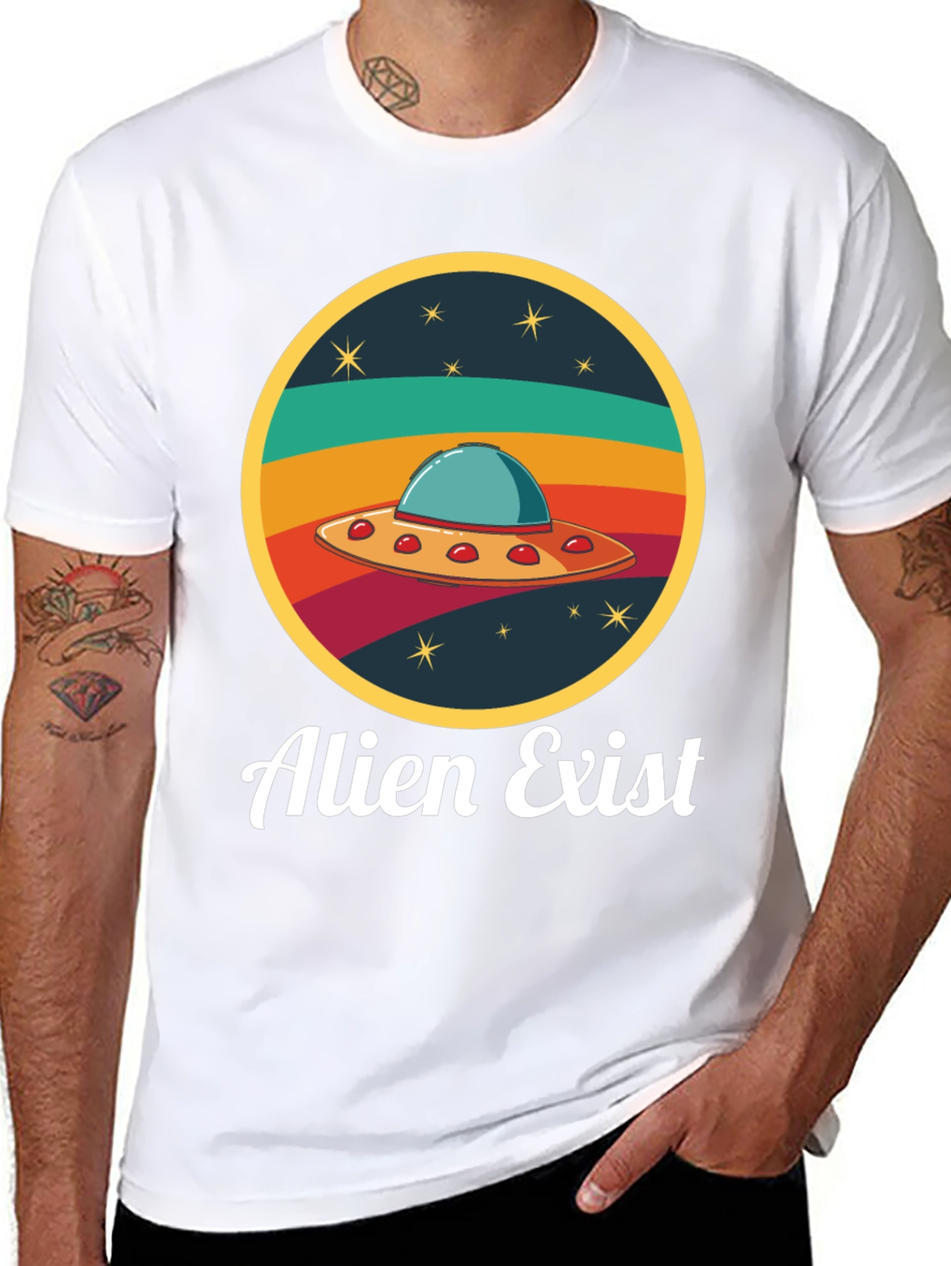 Alien Exist T-Shirt UFO Graphic Tee