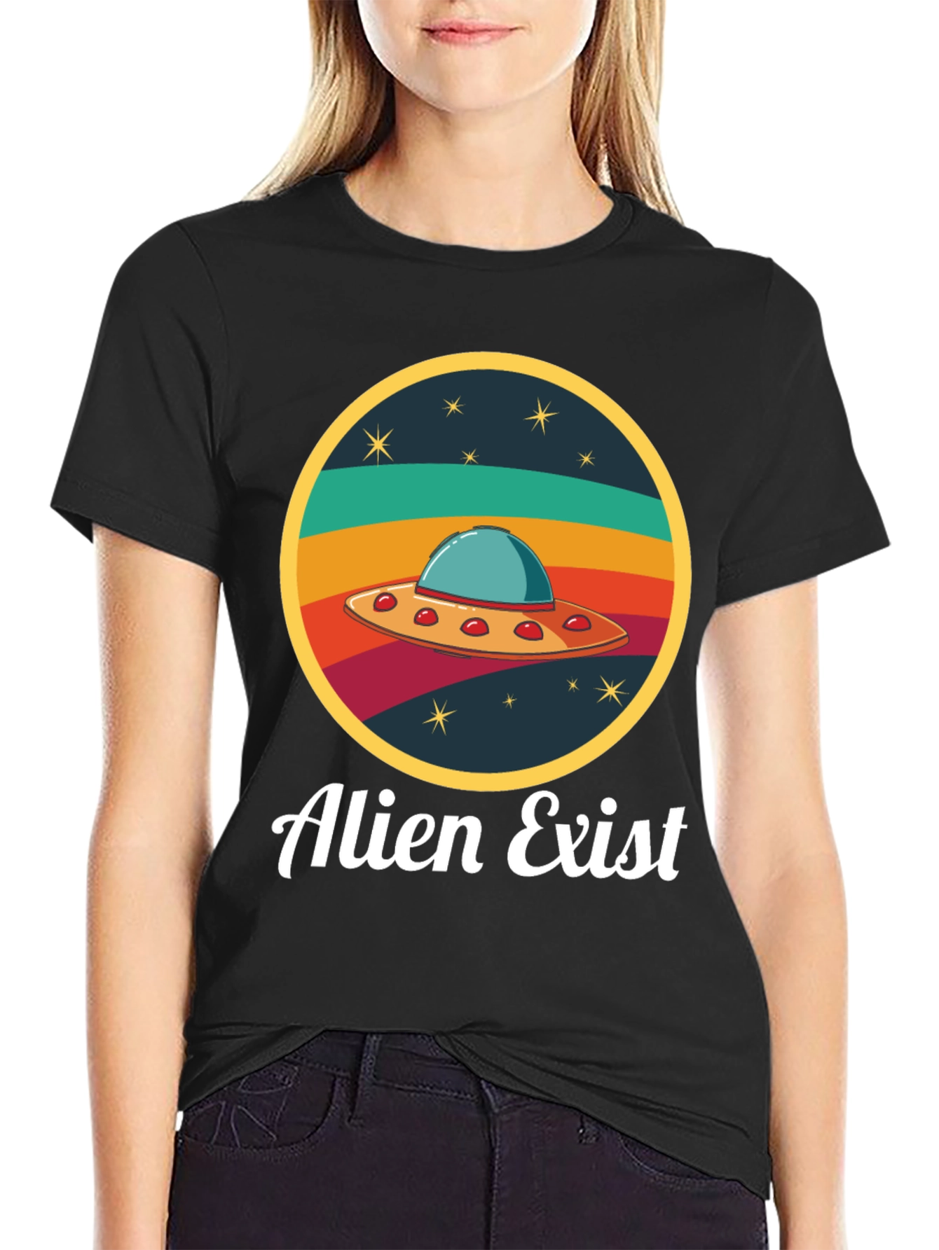 Alien Exist T-Shirt UFO Graphic Tee
