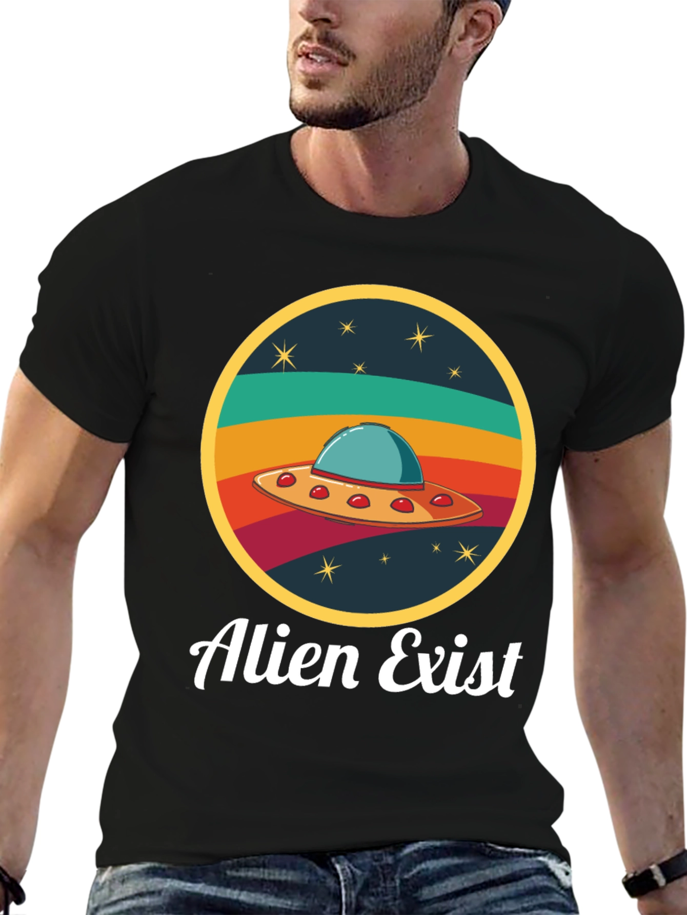 Alien Exist T-Shirt UFO Graphic Tee