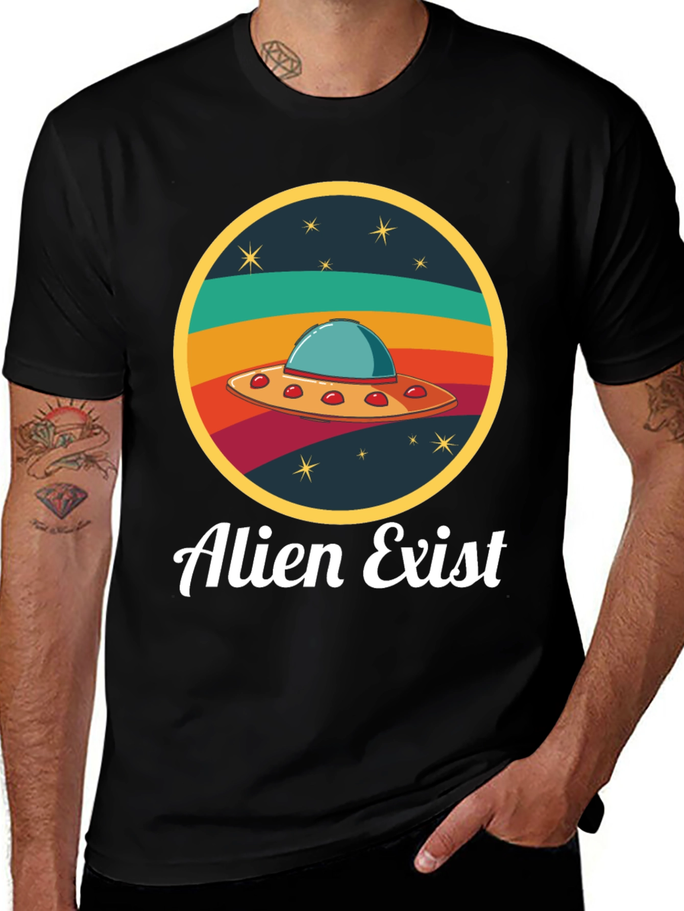Alien Exist T-Shirt UFO Graphic Tee