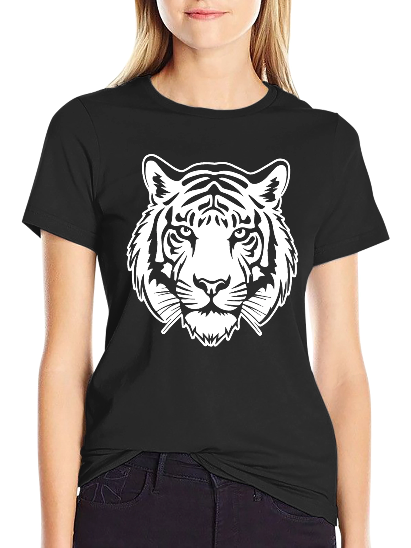 Tiger Graphic Print T-Shirt - Black